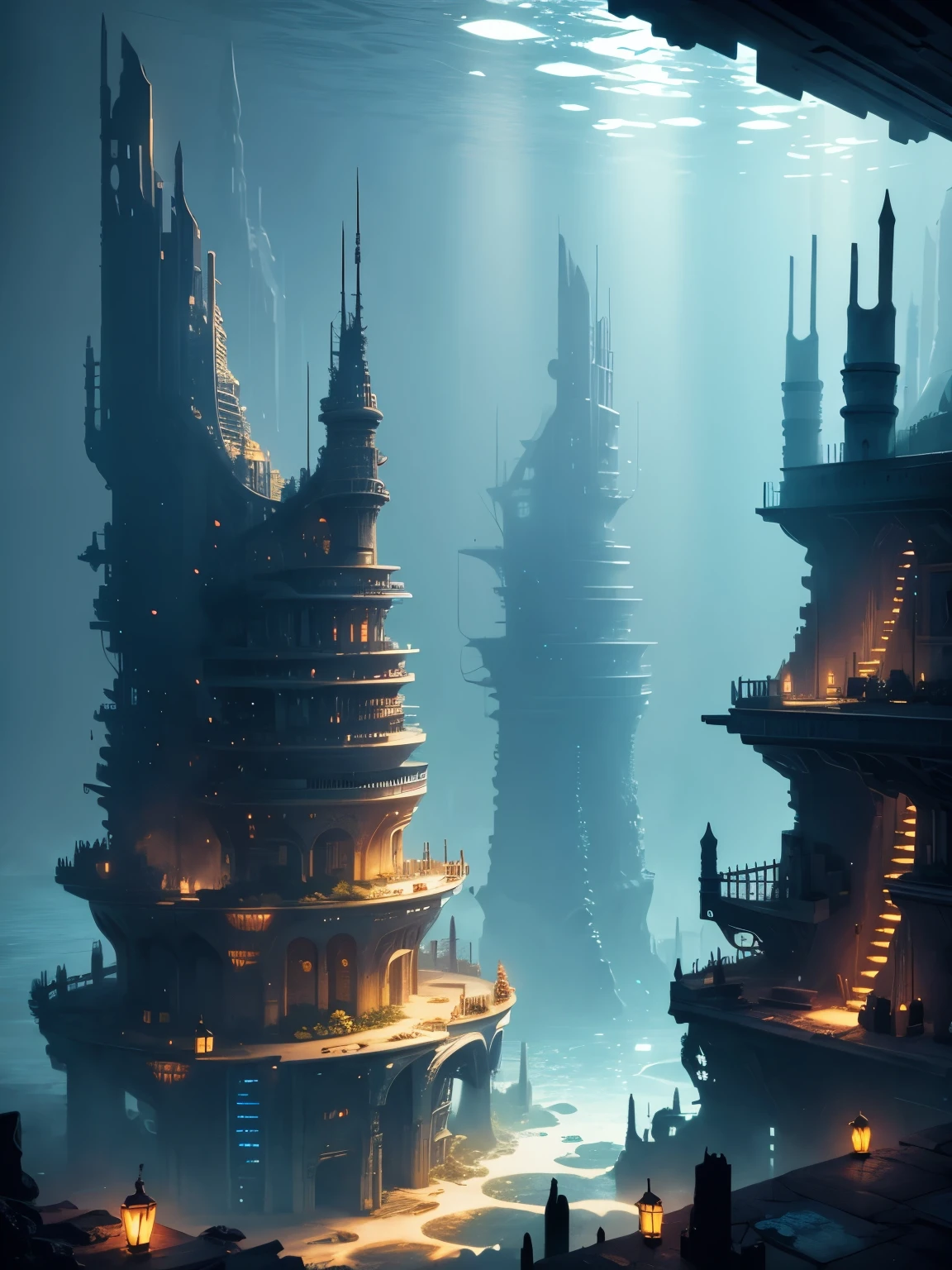 underwater city, ultra detailed, high quality, 8k resolution