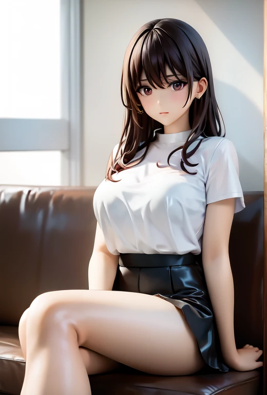araffe woman in a white shirt and black skirt sitting on a couch, wearing a blouse, korean woman, tight shirt, korean girl, fine white shirt, beautiful south korean woman, wearing in shirt, wearing tight shirt, wearing tight simple clothes, white blouse, smooth white tight clothes suit, clothed in white shirt, wearing white shirt, office clothes