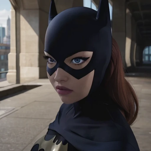 (masterpiece, high quality) woman, formal business suit, shirt, pants, solo , looking at viewer, perfect face, suits Navy blue, crystal blue eyes, eyelashes, makeup, batgirl suits