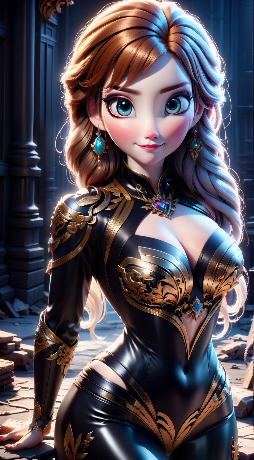 1 kawaii anime girl, nsfw, japanese girl, solo, bright aqua eyes, glasses, eyelids, blush, seductive smile, naughty expression, red lips, cute hair bangs, bob short hairstyle, bright aqua hair, heart shape earings, collar, collarbone, sexy body, slim waist, navel, natural medium breast, cleavage, navel, flat chest, cleavage, detailed erotic dress, pink color knight armor, gold and black color ornament on the dress, erotic pose, looking at viewer, flat green background, upper body