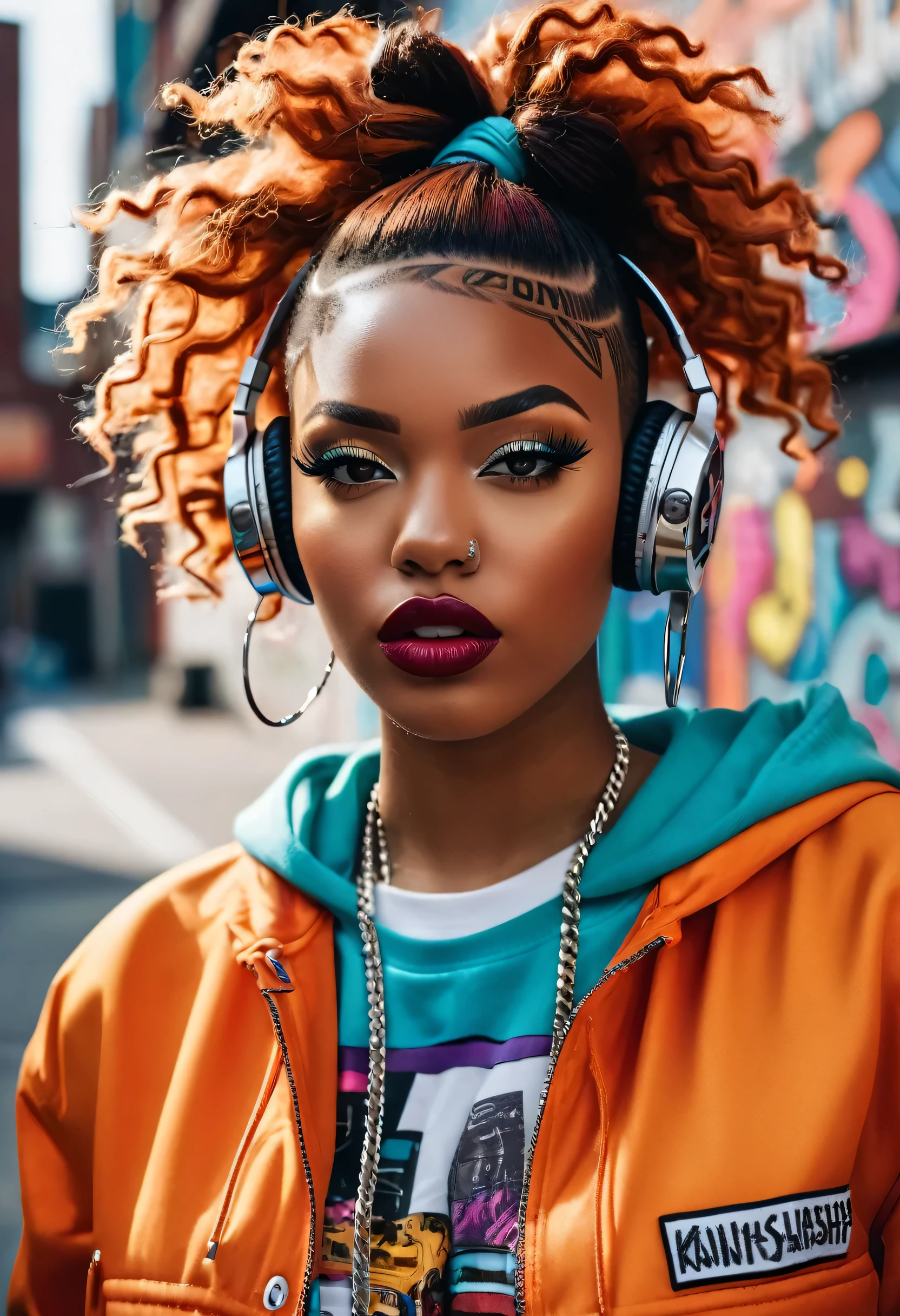 (best quality,4k,8k,highres,masterpiece:1.2),ultra-detailed,(realistic,photorealistic,photo-realistic:1.37),hip hop fashion,portrait,colorful,retro,vibrant colors,pixelated style,detailed facial features,expressive eyes and lips,urban background,stylish clothing,cool poses,graffiti details,shiny accessories,cultural elements,street art vibes,dynamic lighting,creative composition,striking contrasts,stylized hair,funky patterns,oldschool vibes,confident expressions,energetic atmosphere,hip hop music influence,playful attitude,urban fashion trends,artistic expression,emotionally charged,uniqueness and individuality,lively characters,positive energy,detailed textures,street style fashion,eye-catching poses,authentic representation,creative .
