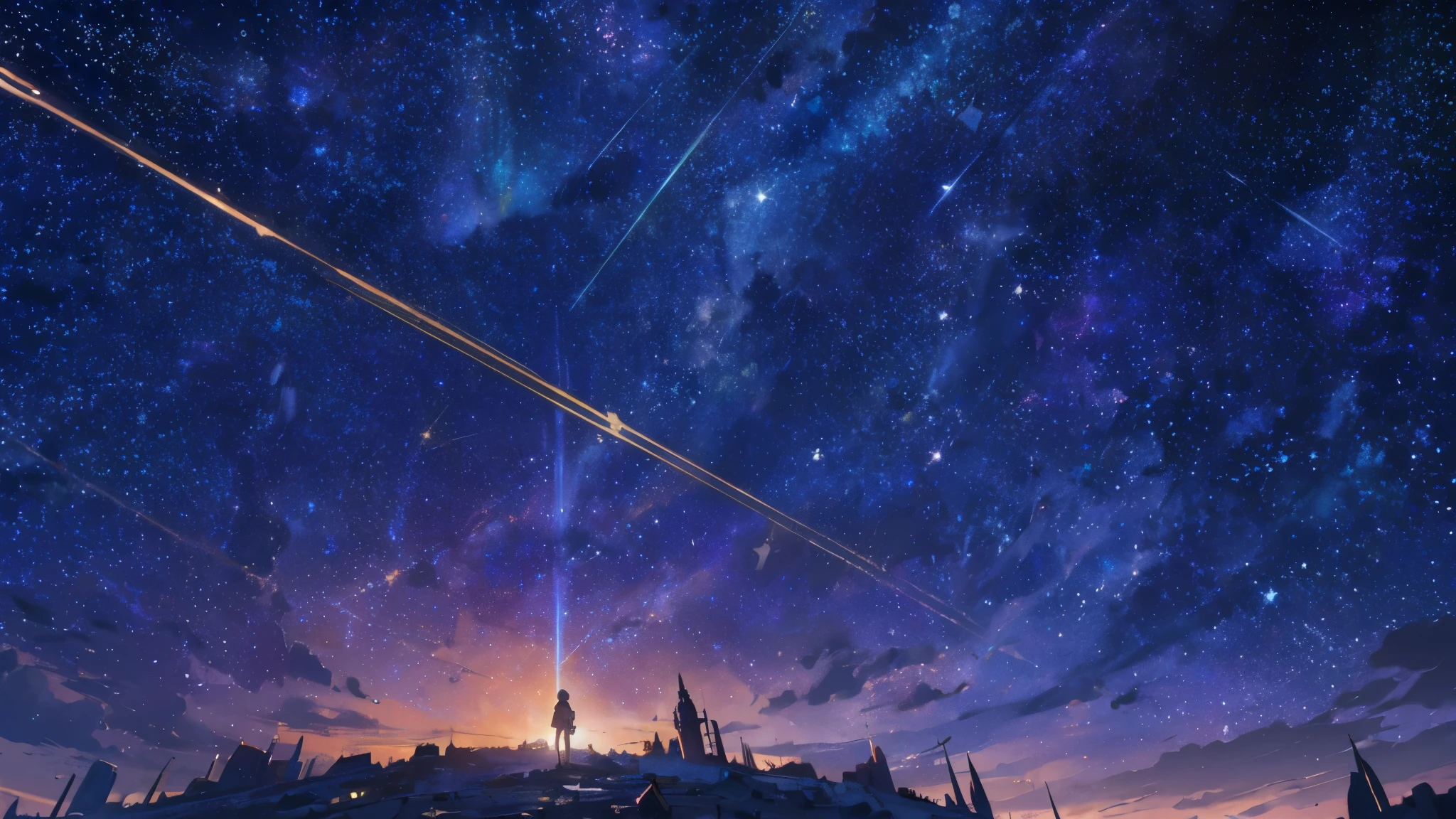 CG, unity, 8k, wallpaper, highest quality, masterpiece, best lighting, complex textile, detailed background, (starry skies: 1.5), (night: 1.5), space, cosmos