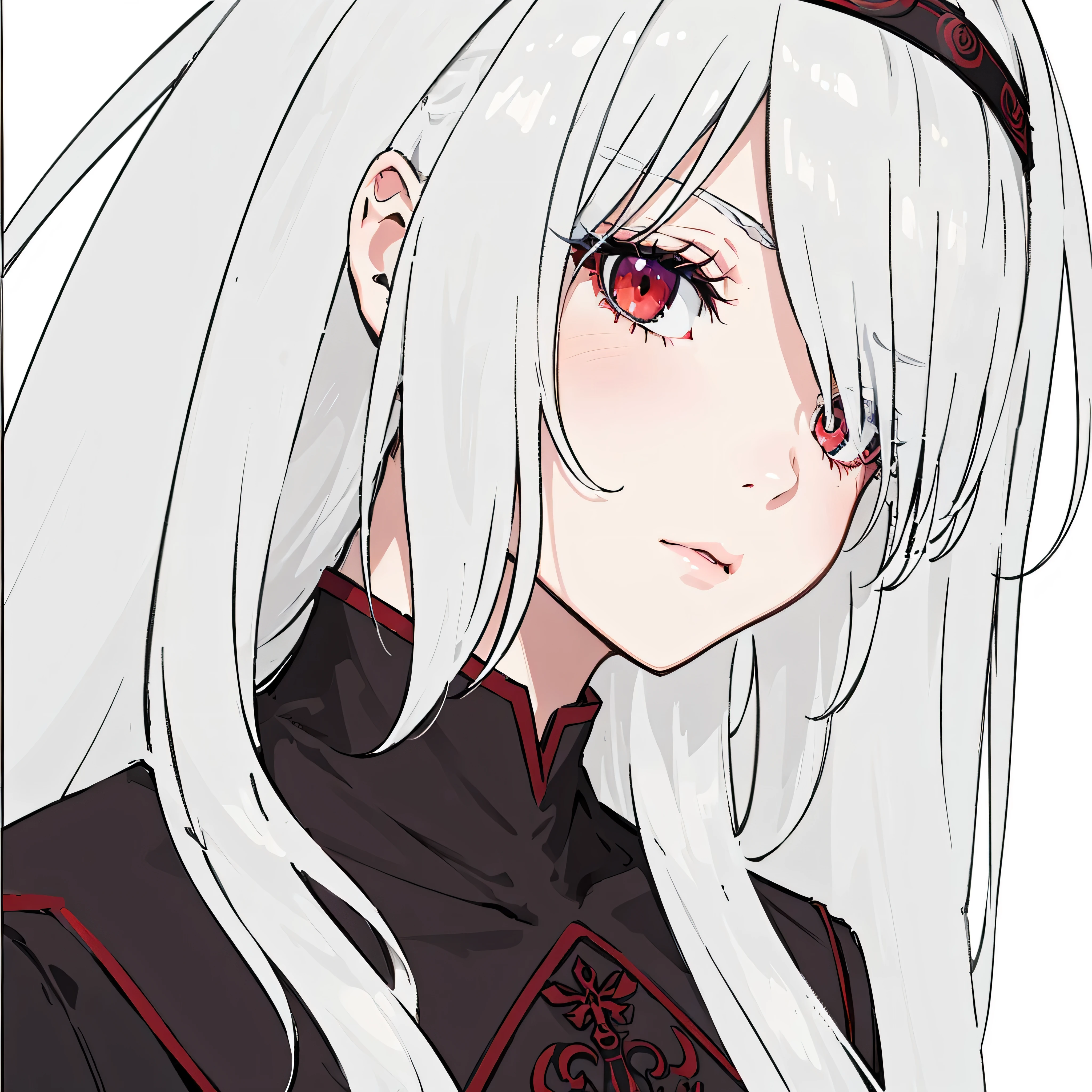 A really detailed and beautiful piece of art, a masterpiece:1.2, anime girl, long white hair, red eyes, perfect white-haired girl, white-haired deity, white-haired lady, girl with white hair, Shiro from Deadman Wonderland, Ayanami, silver-haired female anime character, detailed eyes, detailed lips, extremely detailed eyes and face, long eyelashes, portrait, anime, concept artists, vector-shaded anime, ultra-detailed, realistic, vivid colors, colorful, emotional, soft lighting, fairytale atmosphere, garden background, flowers, butterflies, trees, enchanted scenery, best quality, high resolution:4k, sharp focus, physically-based rendering