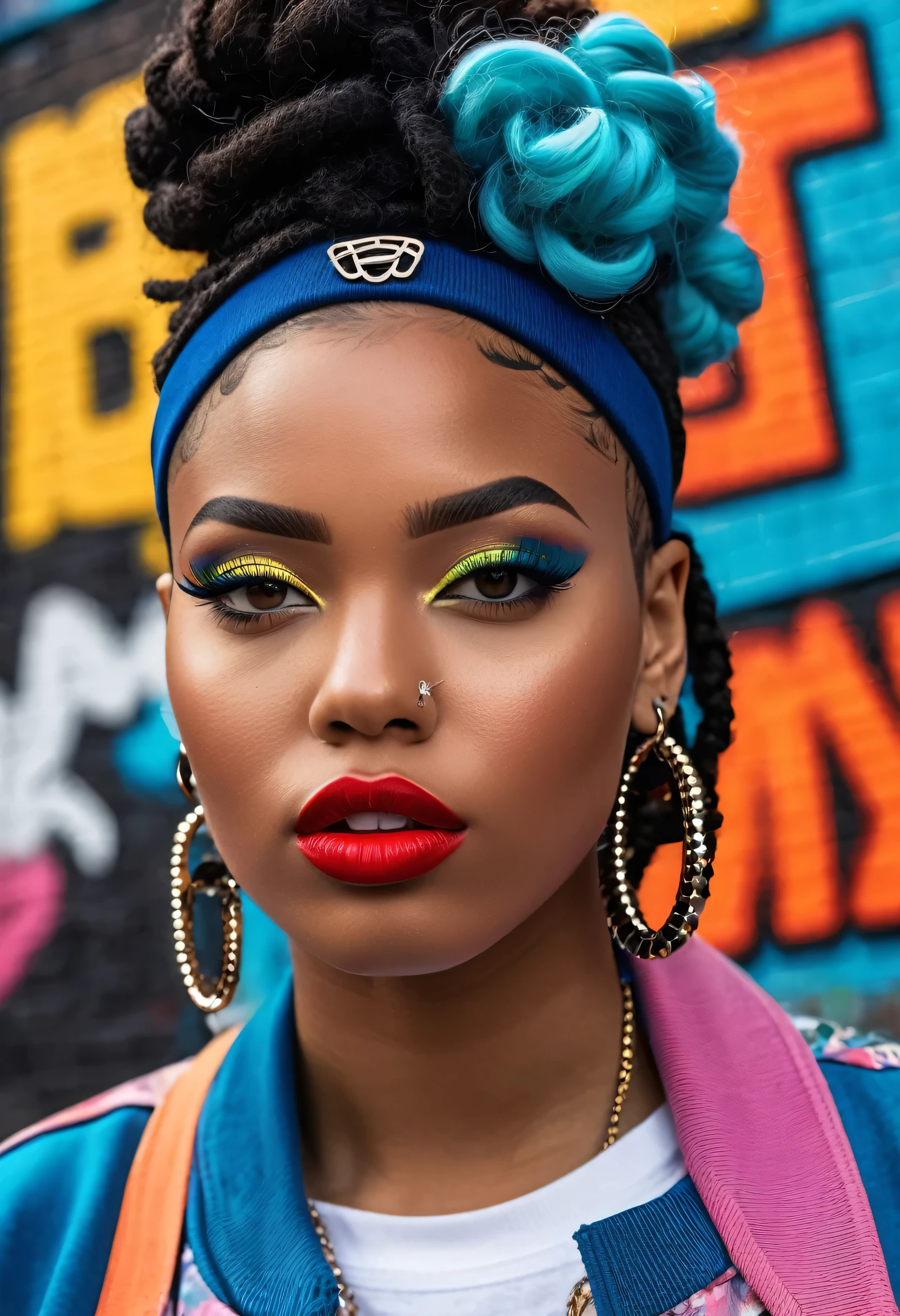 (best quality,4k,8k,highres,masterpiece:1.2),ultra-detailed,(realistic,photorealistic,photo-realistic:1.37),hip hop fashion,portrait,colorful,retro,vibrant colors,pixelated style,detailed facial features,expressive eyes and lips,urban background,stylish clothing,cool poses,graffiti details,shiny accessories,cultural elements,street art vibes,dynamic lighting,creative composition,striking contrasts,stylized hair,funky patterns,oldschool vibes,confident expressions,energetic atmosphere,hip hop music influence,playful attitude,urban fashion trends,artistic expression,emotionally charged,uniqueness and individuality,lively characters,positive energy,detailed textures,street style fashion,eye-catching poses,authentic representation,creative .