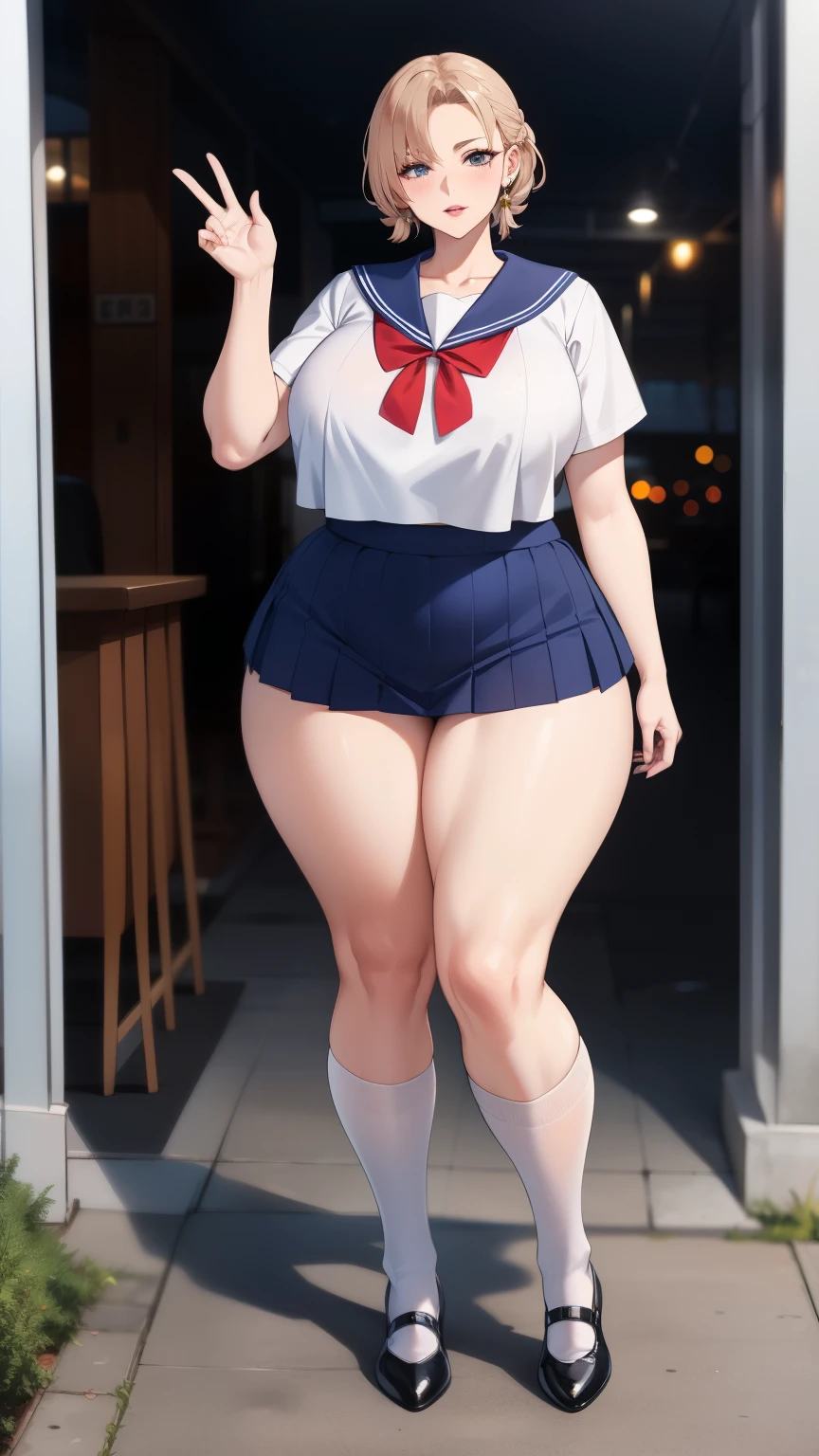 Large Breasts, Big Hips,Full Body Shot, Mature mother, Whipping the lower body, Plump thighs, ox, Seductive mature woman, Perfect body, Plus Size Model,high school girl,Sailor suit, The skirt is short,Mature woman wearing Sailor suit,