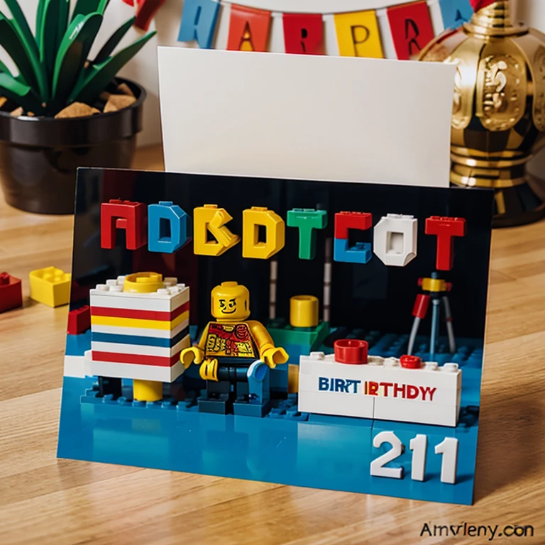 Lego motif birthday invitation card
