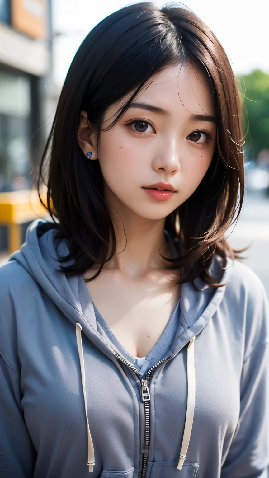(1 nogizaka girl,RAW Photos,Photorealistic:1.5),(最high quality, high quality,High resolution, 最high quality,ultra High resolutionolution,High resolutionolution,High resolution,超High resolution,Large file size,8k,2k wallpaper,8k wallpaper,high quality texture,wonderful,Very delicate:1.4),one girl, Famous idols of Japan,Beautiful Face,Small face,Absurd,Ridiculous,incredibly Ridiculous,Portraiture,Chest close-up,The chest is visible,Blurred Background,(hoodie,No makeup:1.2),Medium skin,Beautiful Skin,Detailed skin,Small Head,Black Hair,Silky Hair,(Japan's Eyes:1.3),Fine grain,Iris,Japanese idol eyes,Japanese Nose,Five fingers,(eyebrow:-0.5),(Particles of light, Lens flare, Luminous Particles: 0.7),View your viewers,Bright lighting,Professional Lighting,girl