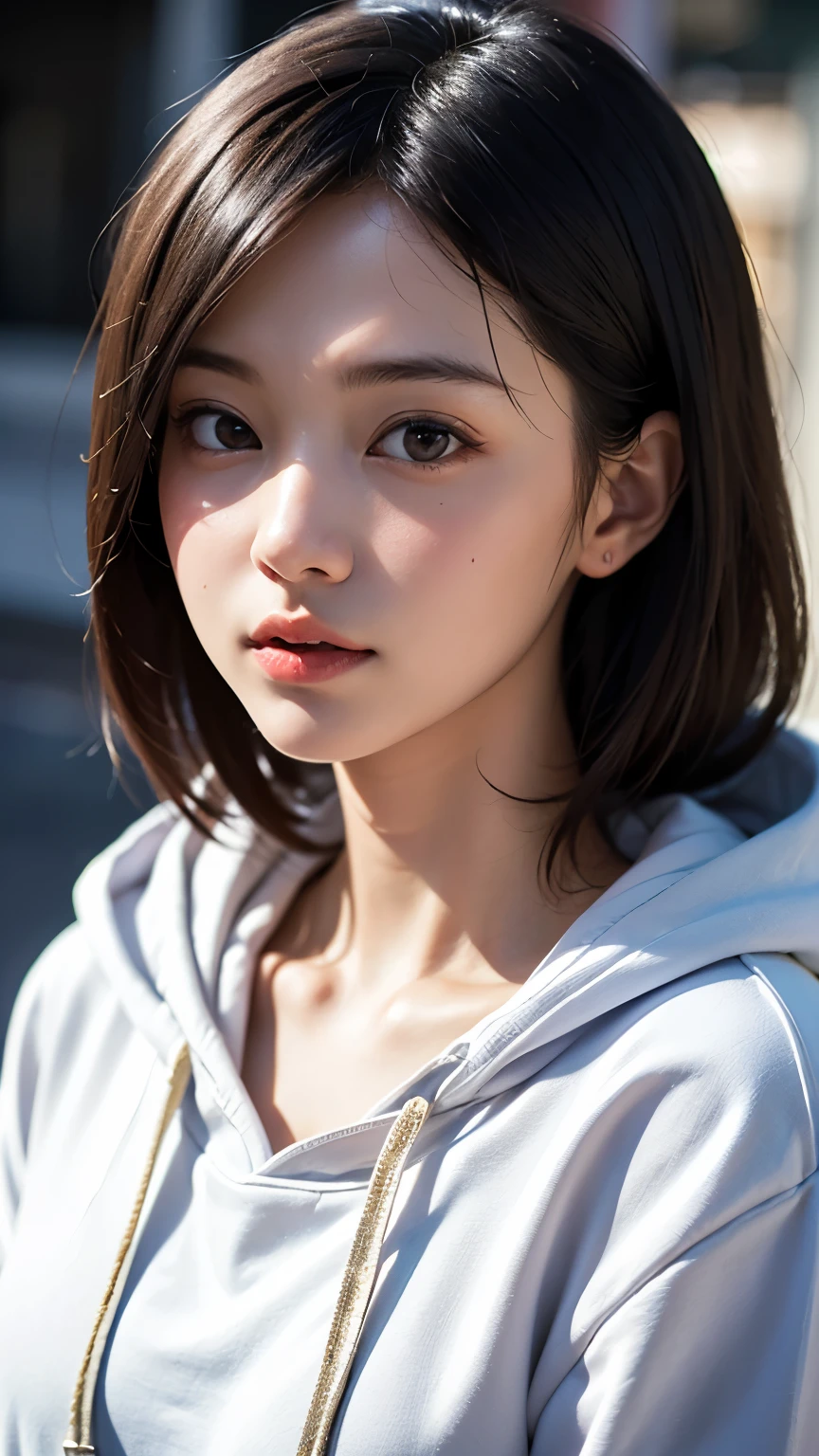 (1 nogizaka girl,RAW Photos,Photorealistic:1.5),(最high quality, high quality,High resolution, 最high quality,ultra High resolutionolution,High resolutionolution,High resolution,超High resolution,Large file size,8k,2k wallpaper,8k wallpaper,high quality texture,wonderful,Very delicate:1.4),one girl, Famous idols of Japan,Beautiful Face,Small face,Absurd,Ridiculous,incredibly Ridiculous,Portraiture,Chest close-up,The chest is visible,Blurred Background,(hoodie,No makeup:1.2),Medium skin,Beautiful Skin,Detailed skin,Small Head,Black Hair,Silky Hair,(Japan&#39;s Eyes:1.3),Fine grain,Iris,Japanese idol eyes,Japanese Nose,Five fingers,(eyebrow:-0.5),(Particles of light, Lens flare, Luminous Particles: 0.7),View your viewers,Bright lighting,Professional Lighting,girl