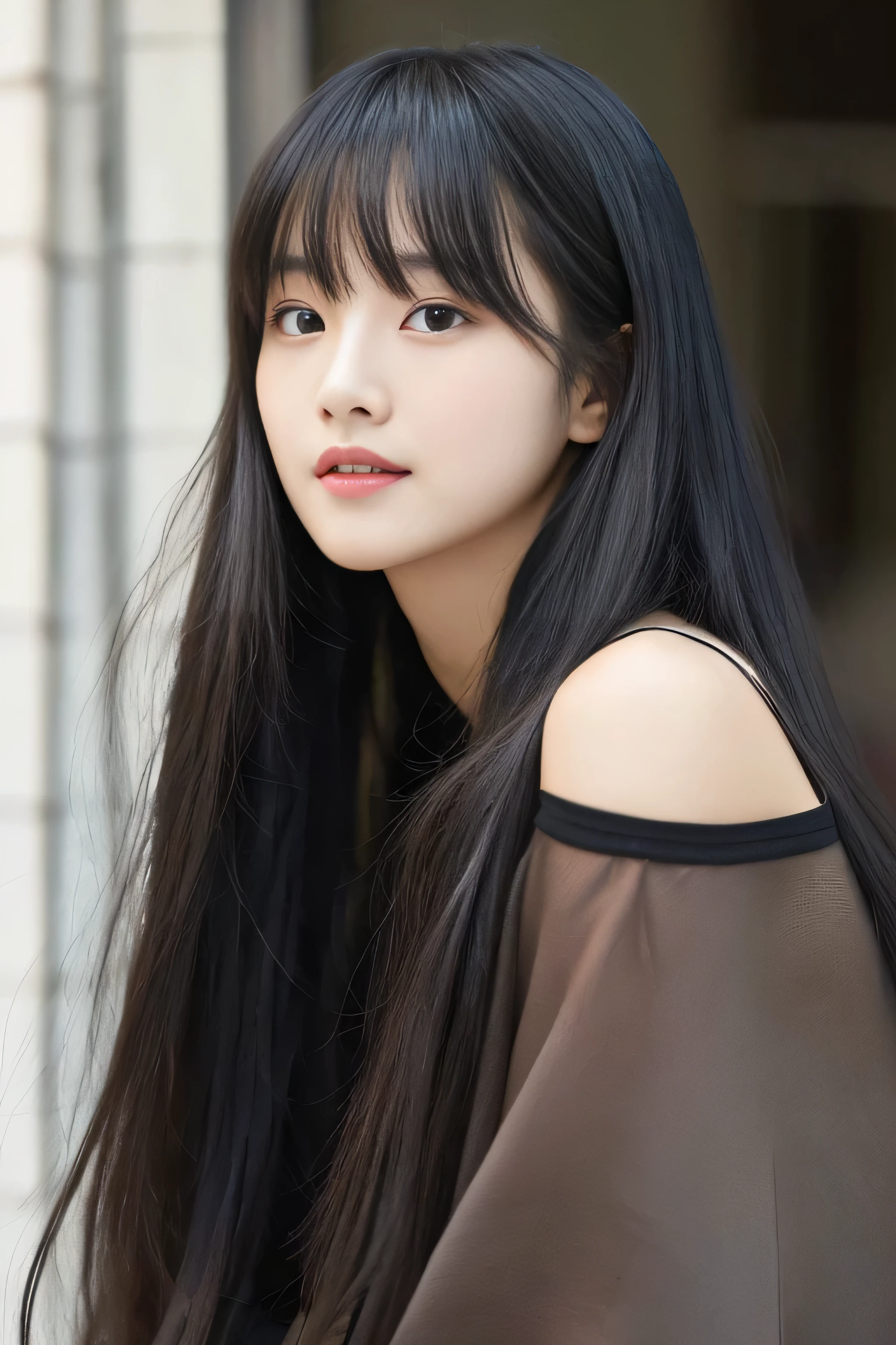 (((Very long black hair 1.3)))　((Her bangs are perfectly trimmed and full bangs. ))　((highest quality)), ((masterpiece)), (Familiar)　(Get used to it), Perfect Woman&#39;Face　((Full Shot:1.3))　(彼女のPerfectly straight, highest quality, finest definition, very neat, long black hair down to the kneesはLong black hair down to the knees　Long, shiny black hair down to the knees, Long black hair down to the knees , Long black hair down to the knees, 太く輝くLong black hair down to the knees, The woman has long black hair down to her knees, 黒い絹のようなLong black hair down to the knees, Long black hair that reaches down to the knees,Long black hair down to the knees Long black hair down to the knees　Long black hair down to the knees　Long black hair down to the knees　Long black hair that reaches down to the knees, Long black hair down to the knees, Her long black hair down to the knees is incredibly straight., Thick, voluminous black hair that reaches down to the knees, detailed long black hair　black hair, female with Perfectly straight, highest quality, finest definition, very neat, long black hair down to the knees　太くてボリュームのある Perfectly straight, highest quality, finest definition, very neat, long black hair down to the knees, Perfectly straight, highest quality, finest definition, very neat, long black hair down to the knees, Perfectly straight, incredibly long, black hair)　((Her bangs are perfectly trimmed and full bangs. ))　　(Surreal photos by professional photographers :1.2)　(She has a typical Japanese build and skin color.., Her skin is very delicate and sensitive..、and、Such beautiful and radiant skin)　(Big Breasts)　(Her face is 長さ, Small eyes and nose.、Narrow-mouthed　and the most beautiful)　(The most beautiful 18-year-old high school girl in Japan)　(She has a professional makeup artist give her some sexy makeup..　Lipstick is natural red　The eyeliner is a beautiful black)　((Rich 1.4))　(Extremely detailed 8K)　(Ultra-fine skin texture 1.4)　(Actual, Vibrant:1.4), 　Sharp focus:1.2、Beautiful woman:1.4　Dynamic Lighting　(Genuine RAW photos taken by professional photographers)　(big 1.4)　(The eyebrows are dark brown in color)　(classroom by the window)　(Random standing poses)　(Staring at the viewer with a random look)　(She is wearing a white short-sleeved sailor suit:1.2 and random color mini pleated skirt:1.I&#39;m wearing number 2)