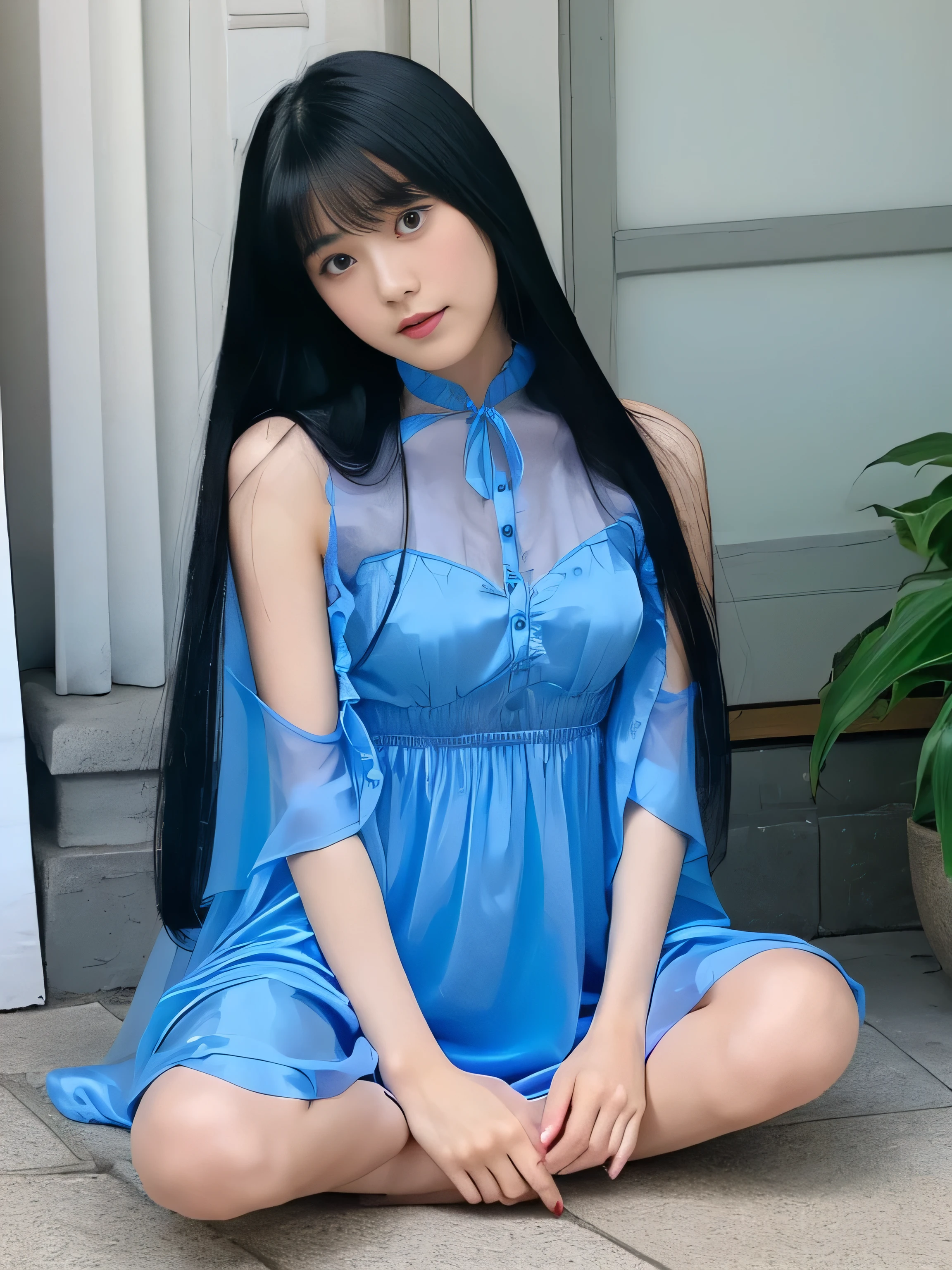 ((Full Shot:1.3)) (Her highest quality and most detailed very neat Long black hair down to the knees is Long black hair down to the knees Long, shiny black hair down to the knees, Long black hair down to the knees , Long black hair down to the knees, 太く輝くLong black hair down to the knees, The woman has long black hair down to her knees, 黒い絹のようなLong black hair down to the knees, Long black hair that reaches down to the knees,Long black hair down to the knees Long black hair down to the knees Long black hair down to the knees Long black hair down to the knees Long black hair that reaches down to the knees, Long black hair down to the knees, Her long black hair down to the knees is incredibly straight., Thick, voluminous black hair that reaches down to the knees, detailed long black hair black hair, Female with highest quality and very detailed Long black hair down to the knees Thick and voluminous, highest quality, finely detailed, very well-organized, long black hair down to the knees, Perfectly straight, highest quality, finest definition, very neat, long black hair down to the knees, Perfectly straight, incredibly long, black hair) (She is wearing a beautiful blue silk camisole dress. :1.2) ((Her bangs are completely cut off.)) ((highest quality)), ((masterpiece)), (Familiar), Perfect Woman'Face (Surreal photos by professional photographers :1.2) (She has a typical Japanese build and skin color.., Her skin is very delicate and sensitive..、and、Such beautiful and radiant skin) (Big Breasts) (Her face is 長さ, Small eyes and nose.、Narrow-mouthed and the most beautiful) (Japanese Solo Photos'The most beautiful 28 year old women) (She has a professional makeup artist give her a ladylike look.. Lipstick is natural red The eyeliner is a beautiful black) ((Rich 1.4)) (Extremely detailed 8K) (Stable Diffusion Model) (Ultra-fine skin texture 1.4) (Actual, Vibrant:1.4), Sharp focus:1.2、Beautiful woman:1.4 Dynamic Lighting (Genuine RAW photos taken by professional photographers) This is the lobby of a luxury hotel.. (She is standing in a random pose, staring at the viewer and smiling.) ((Shooting from the waist up)) (big 1.4) (The eyebrows are dark brown in color) (She is wearing the gorgeous blue dress worn by Cinderella in the live-action version. Disney Color Photos、tumbler、Renaissance、Cinderella、She is wearing a gorgeous white Victorian dress..) (This is a European meadow in the 16th century.:1.5) (She is posing as if she is casting a spell with a magic wand..:2.0)