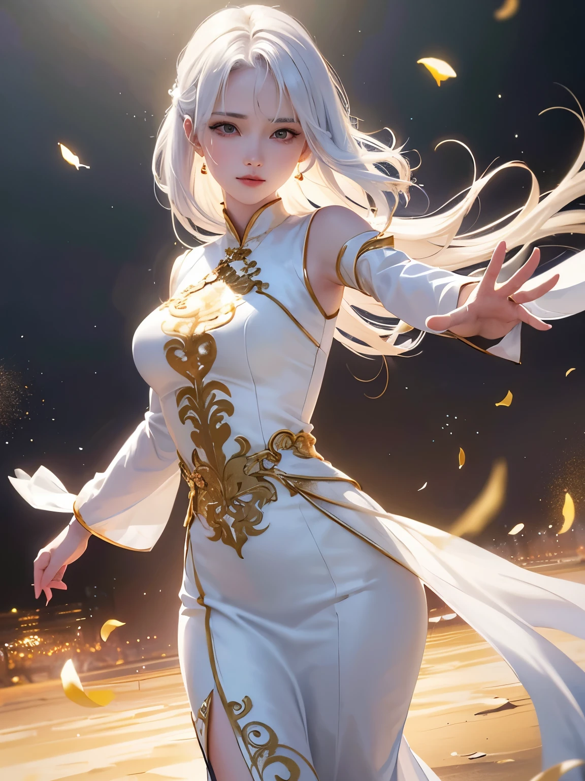 ((alone、Image of a woman wearing Vietnamese national dress, Ao Dai、Graceful dancing woman:1.4、detailedな顔、Bright expression、Younger, brighter, whiter skin、Best Looks、The ultimate beauty、White hair with dazzling highlights、Shiny bright hair,、Super long, silky straight hair、hair dancing in the wind)) ((masterpiece)), (detailed:1.4),Realistic、 Beautiful Woman Images,High resolution(High Dynamic Range),Ray Tracing,NVIDIA,Super Resolution,PBR Textures,Post-processing,Anisotropic Filtering,Maximum depth of field resolution and crisp layer textures,Albedo and Specular Maps,Surface Shading,Accurate simulation of material interactions,Perfect balance,Rendering with Octane,2-color light,Large Diameter,Low ISO,White balance,Rule 3 points、8K raw data、Backlight