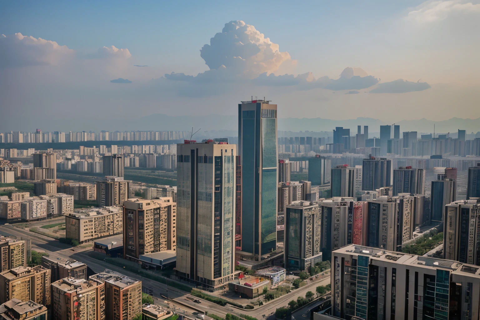 Beijing,,Housing,Housing交易红火,有Beijing地标建筑,高层Housing,There are people in the picture