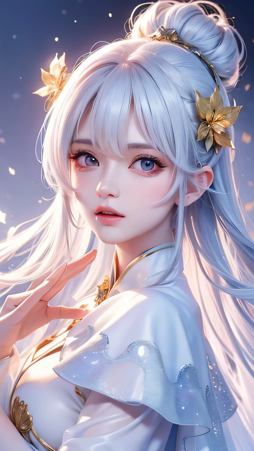 ((masterpiece)), (((highest quality))), ((Very detailed)), ((shape)),[Realistic light effects],Shadow,(Fantasy Style),(White Background:1.6), Simple Background, (Earth Theme),(Cape)[(Hair Focus,((One Girl)),[(Big slime hair): (Cloud hair):0.3], (Background Hair),(High saturation),(Hair surrounded by galaxy splashes),)):((Her hair is made of galactic clouds,:1.27628), (Her hair and clothes are galactic clouds and star clusters:1.1025),(Cape is becoming galaxy clouds)
