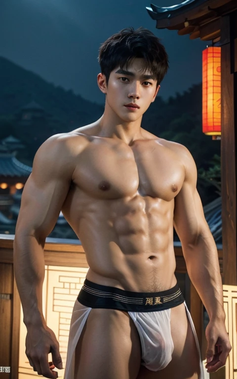 Chinese Men God, Mythology, Chinese odyssy, Handsome, Twink, Topless, Muscles, Athlete body, Full Frame, Sexy, Professional Lighting, Hanfu Outfit, Chinese Heaven Background, Bulge Underneathe Underwear, Hanfu Warrior, Hanfu God, Hanfu Male, Hanfu Nobel, Seduce, Sex Appeals, Alafard man shirtless carrying a backpack, muscular body, handsome, manly, inspirite by Zhang Han, Cai Xukun, Kim Do-young, Inspired by Bian Shoumin, Inspired by Xiao Yuncong, yihao ren, yanjun cheng, jinyiwei, inspired by Huang Gongwang, xintong chen, Jacket, wearing super tiny skiny brief ,transparent see through underwear, nice shape bulge form, the dick shape bulge, wet cloth, nice juicy butts, Tattoo chest, tattoo hands, tattoo arms, tattoo belly, clear studio light, night ancient chinese Buddhism temple background, detailed background, fantasy Chinese themed, the best resolution, 8k, Ultra fullHD, look at the viewer, catching eyes, make all safe for work
