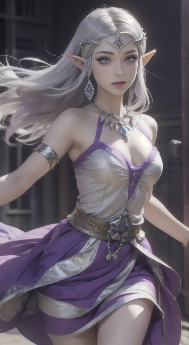 Silver hair, violet eyes, Princess Zelda, dancer,
