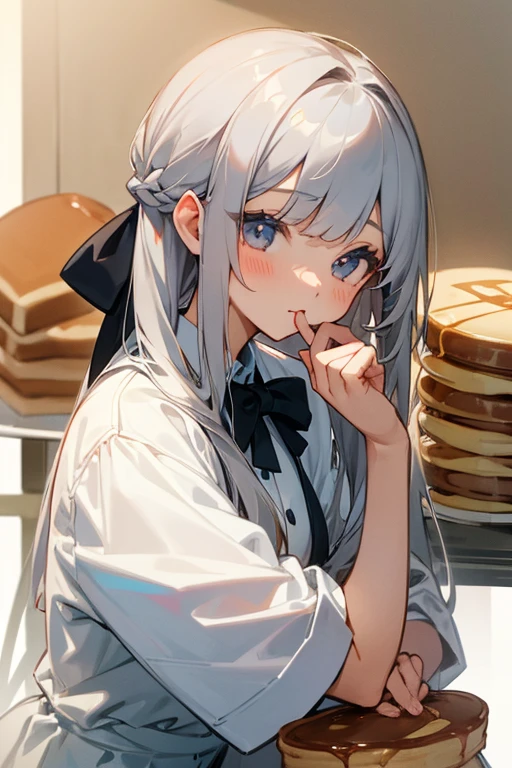 Gray Hair、cute、beauty、high school girl、pancake