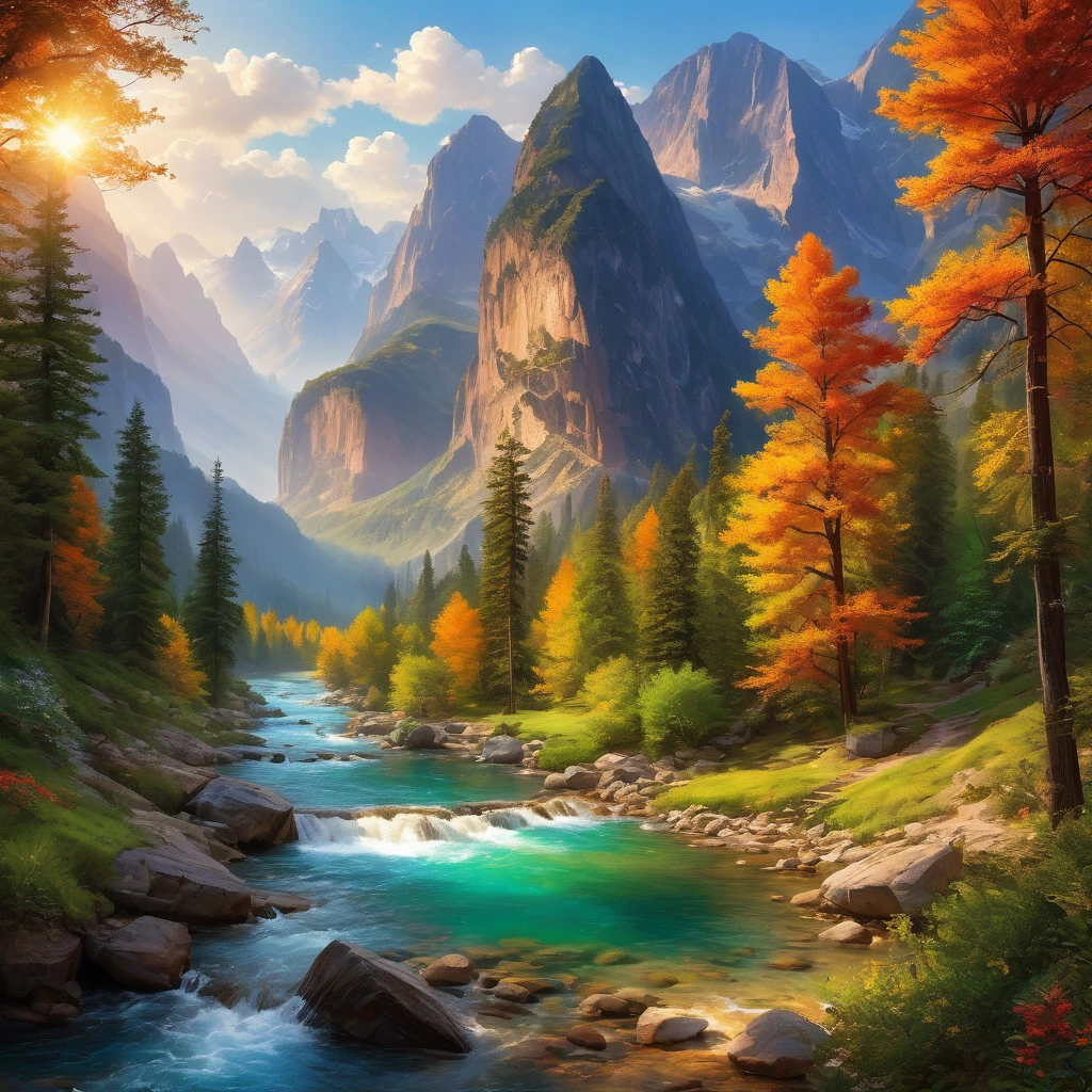 (best quality,4k,8k,highres,masterpiece:1.2),ultra-detailed,(realistic,photorealistic,photo-realistic:1.37),gorgeous breathtaking scenery,stunning landscapes,impressive natural beauty,majestic mountains and valleys,picturesque lakes and rivers,towering waterfalls,pristine forests and meadows,vibrant and diverse flora and fauna,serene and tranquil atmosphere,breathtaking vistas and panoramic views,meticulously crafted details and textures,dramatic lighting and realistic shadows,sublime nature's colors and hues,harmonious blend of warm and cool tones,immersive and captivating experience,painting-like richness and depth of the image,impressionistic brushstrokes and textures,fine art masterpiece come to life,professional landscape photography,authentic and true-to-life representation,unsurpassed realism and authenticity,portraits of nature's wonders and grandeur,surreal and ethereal landscapes,magical and dream-like ambiance,awe-inspiring and unforgettable nature's spectacle,pure and unspoiled natural beauty,serenity and tranquility captured in every pixel,mesmerizing and enchanting scenery,picnic-perfect spots and idyllic settings,heavenly and sublime vistas,unexplored and hidden gems of nature's beauty.