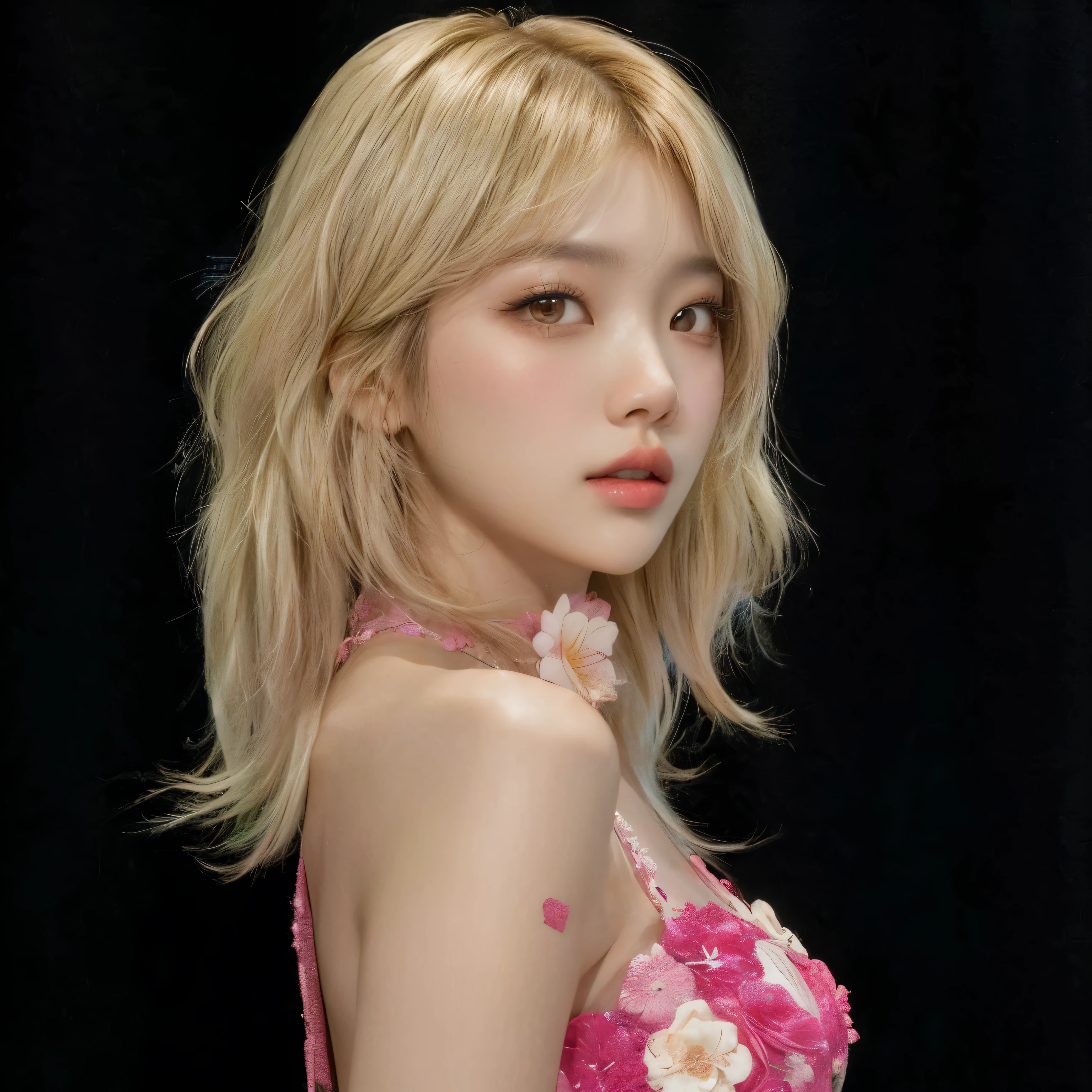 Mujer araffada con cabello rubio y un vestido rosa posando para una foto., sun yunjoo, Lalisa Manobal, parque roseanne de blackpink, portrait of jossi de blackpink, Lalisa Manoban de Blackpink, kim taejin, jinyoung shin, heonhwa choe, jossi de blackpink, aparcar desde-min, jaeyeon nam