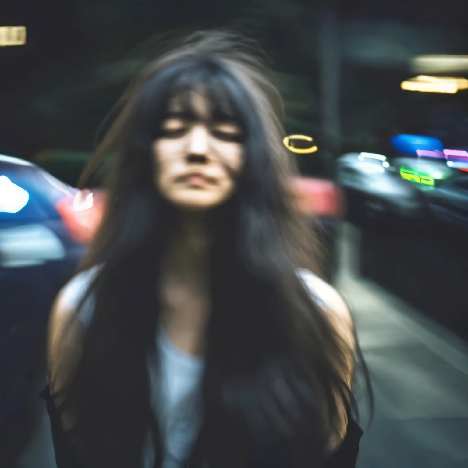 woman、Long Hair、Blurred、Headbanging、dark、about
