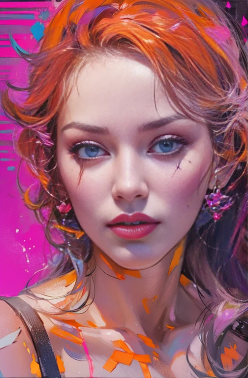 Painting of a woman in magenta and orange colors, Maureen O'Hara, pretty much beautiful face, Ultra-detailed paintings inspired by WLOP, Trending with ArtStation, fantasy art, intricate WLOP, art of WLOP, WLOP art, WLOP |, the style of WLOP, beautiful character drawings, WLOP painting style, WLOP | art germ, Unparalleled Beauty Tumbler, figurative art, intense watercolor, watercolor detailed art, watercolor splash, surreal, avant-garde pop art, Beautiful and expressive paintings, Beautiful artwork illustration, very colorful tones, wonderful, cool beauty, master piece, highest quality, official art, women only, sharp outline, best shot, vector art, Written by Sandra Chevrier, dave mckean、By Richard Avedon、Written by Makiezi Kusiala, luminous design