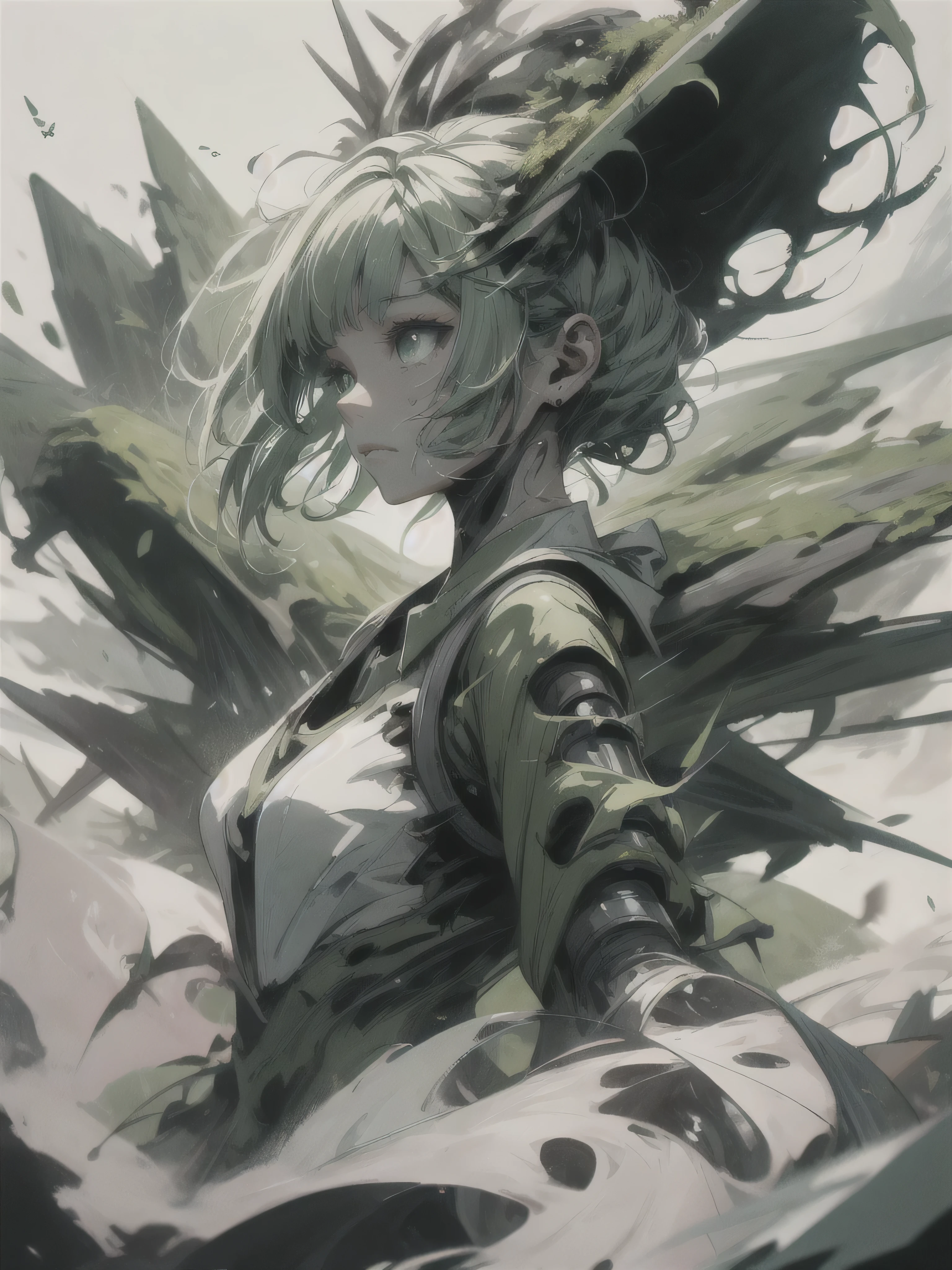 In a green meadow stands a girl leading a group of knights.
BREAK
With a brave expression, she guides them towards their destination.
BREAK
Behind her, a green forest stretches out and beyond that, mountains rise in the distance.
BREAK
The most suitable effect for this scene would be a watercolor painting technique to capture the softness of the meadow and the fluidity of the movement.