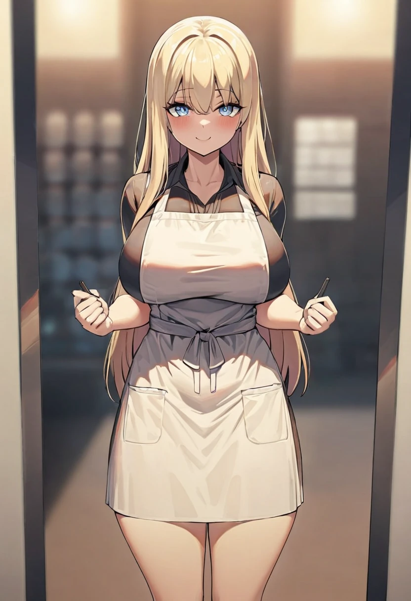  1girl, nsfw, endou_me, sanpaku, (black eyes:1.4), blonde hair, long hair, hairclip, crying, empty eyes, Sweets store,  local snack shop, Kitchen, large breasts, nipple, Walking, Cooking Classes, frozen, Wet, crying, Naked, (1girl) Blank look, Peeing, lactation, projectile lactation, sea