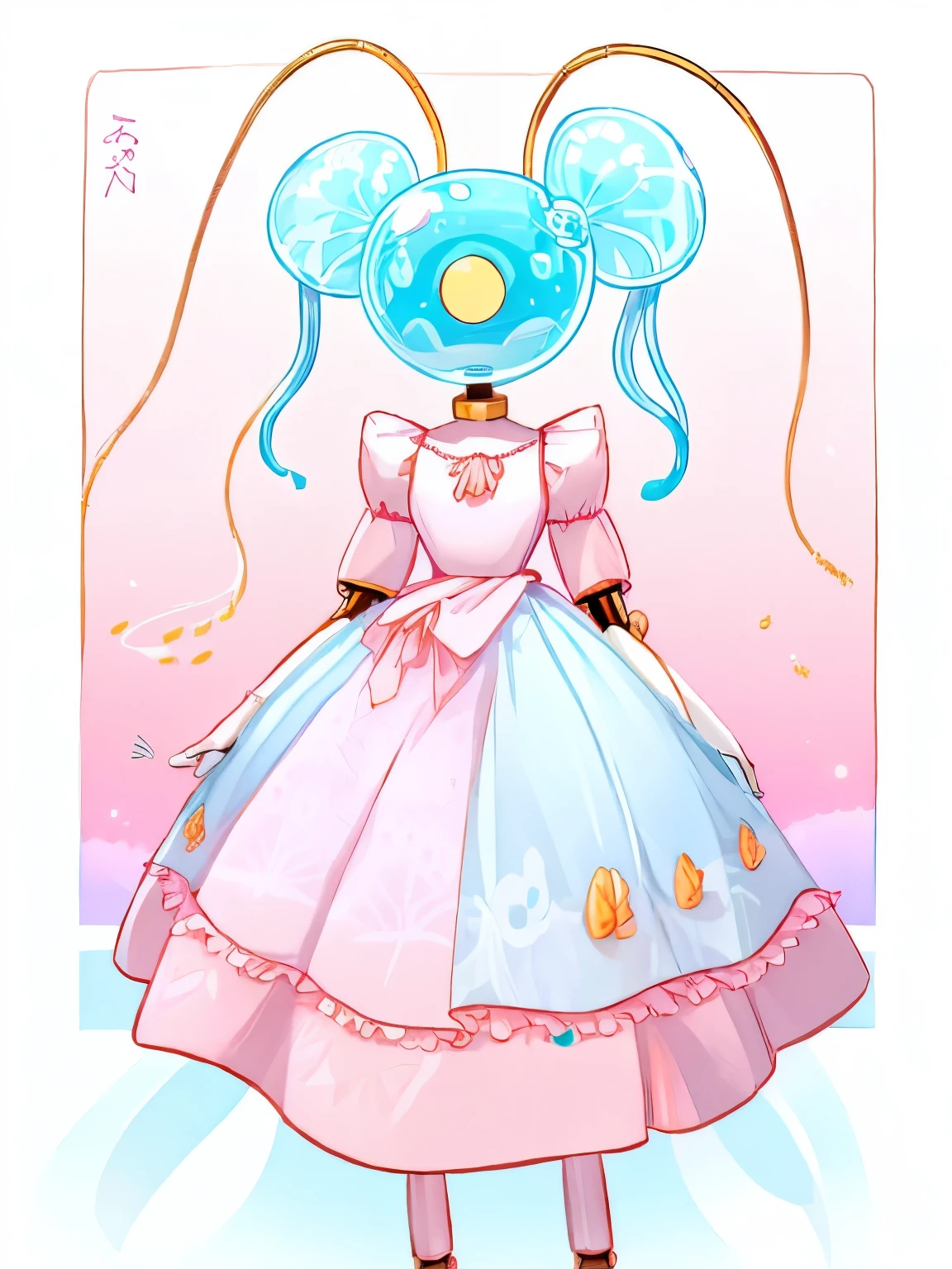 Female, jellyfish furry, idol, doll dress, enthusiastic, calm, long antennas.