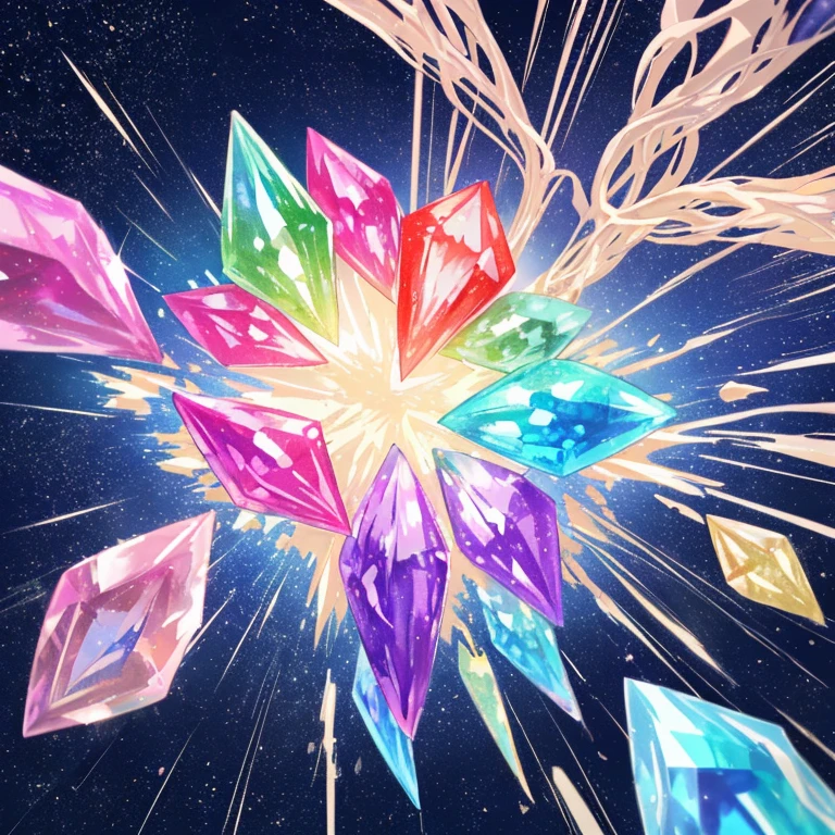 Colorful gems falling　scenery　No people needed　Dream Cute　Sparkling