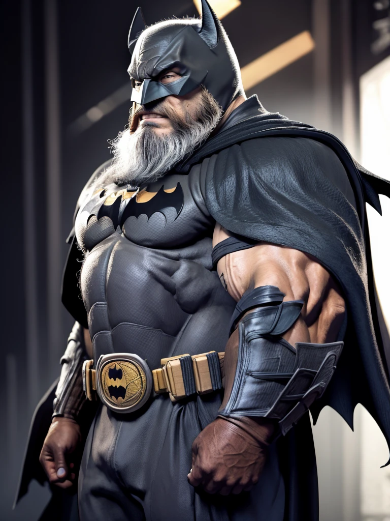 Batman,beard,big muscle ,mask off,old men