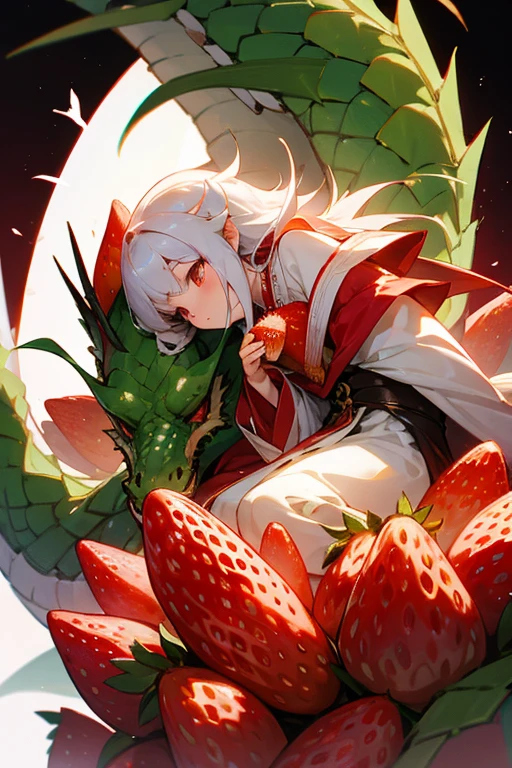 dragon king、Lovely、wing、dragon、Eat strawberries，Girls、Lovely