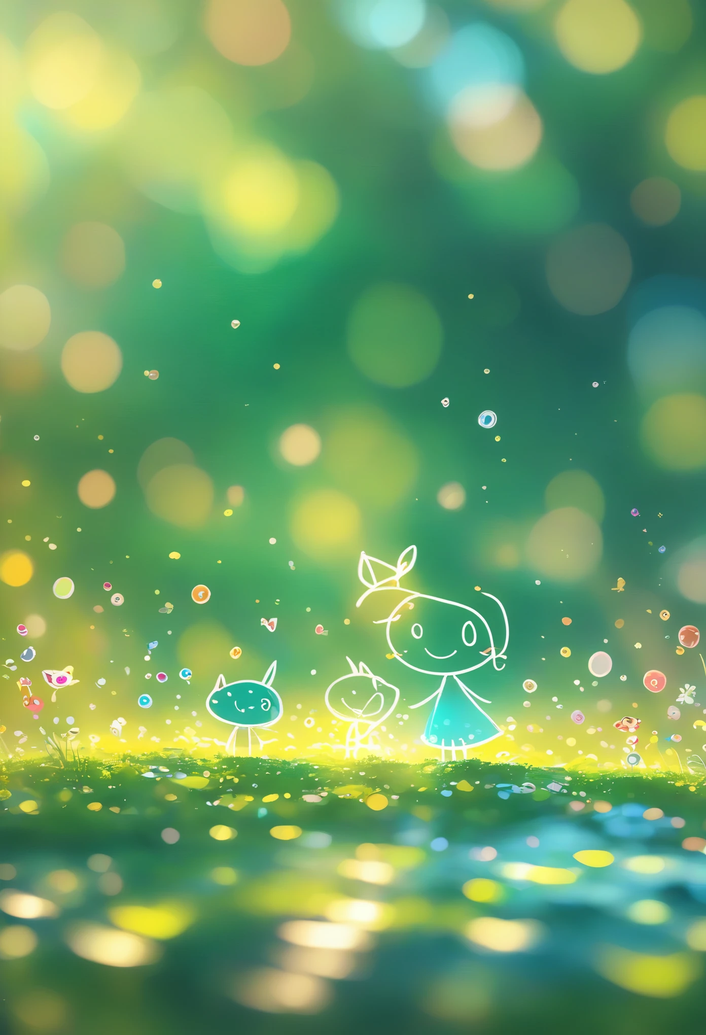 (masterpiece, best quality:1.2), Close up of cartoon animals on green background, Cute numbers艺术, Beautifully detailed digital art, 4k high definition illustration wallpaper, Cute numbers, Blurred dream picture, 4k hd wallpaper illustration, Cute 3d rendering, A beautiful artistic illustration, 2d illustration, 2d illustration, Blurred dreamy illustration, Epic Concept Art. Bokeh