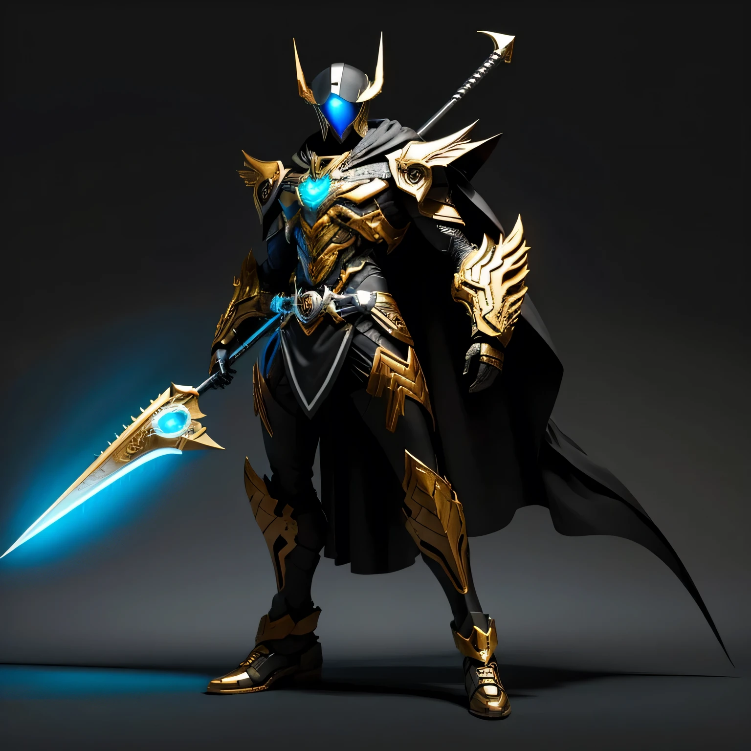 best quality)), ((masterpiece)), (detailed), perfect face, Black coloring, Reaper Kamen Rider, Heavenly background, Single person, Sleek Reaper Armor, Full Body, Haunted Base, Kamen Rider, 1 male, Reaper Design, Hood, Glowing Scythe Weapon