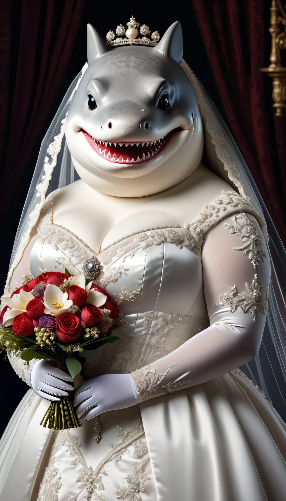 Millie, wedding, white wedding dress, holding flowers, happy, POV showing pussy, pubic hair, pussy juice, standing , to the audience, in public, vibrator in pussy