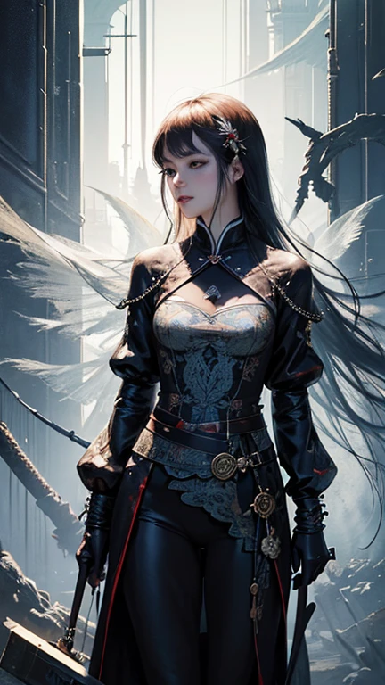 official art, Unity 8K wallpaper, Super detailed, Beautiful and beautiful, masterpiece, best quality, (zendispute, Mandala, dispute, endispute), (Fractal Art:1.3) , 1 Girl, Extremely detailed, Dynamic Angle, Cowboy shooting, Chaos in its most beautiful form, elegant, brutalist design, bright colors, , by James Jean, Robbie Devi Antonio, Ross Chen, French Bacon, Michael Mraz, Adrian Genius, Petra Cottwright, Gerhard Richter, Takato Yamamoto, Ashley Wood, atmosphere, The ecstasy of notes, Streaming notes are visible