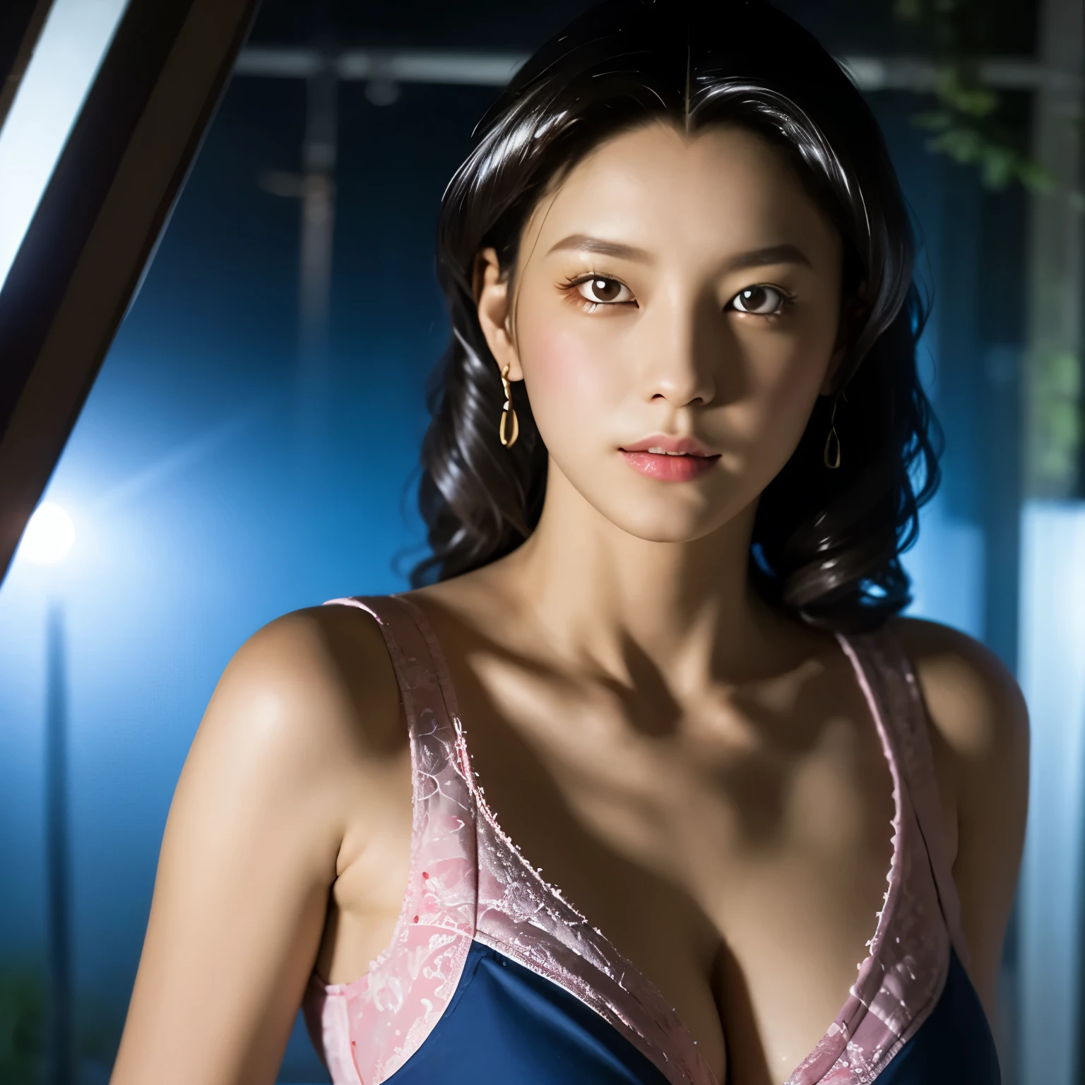 1 girl,alone,(whole body),(8k, highest quality, masterpiece:1.2), (Realistic, photo-Realistic:1.37), Very detailed,highest quality, Ultra-high resolution, Professional Lighting, Photon Mapping, Radio City, Physically Based Rendering, Cinema Lighting, midnight road,Written boundary depth, 25-year-old female、Dreamy face、Red camisole