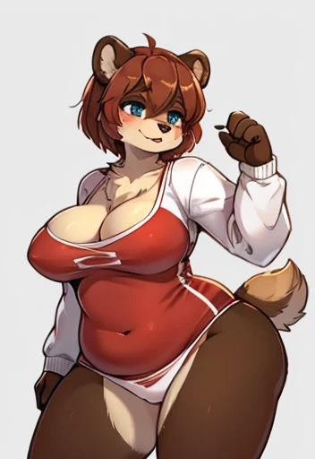 Furry Bear female , wearing Clothing , big wide hips, 