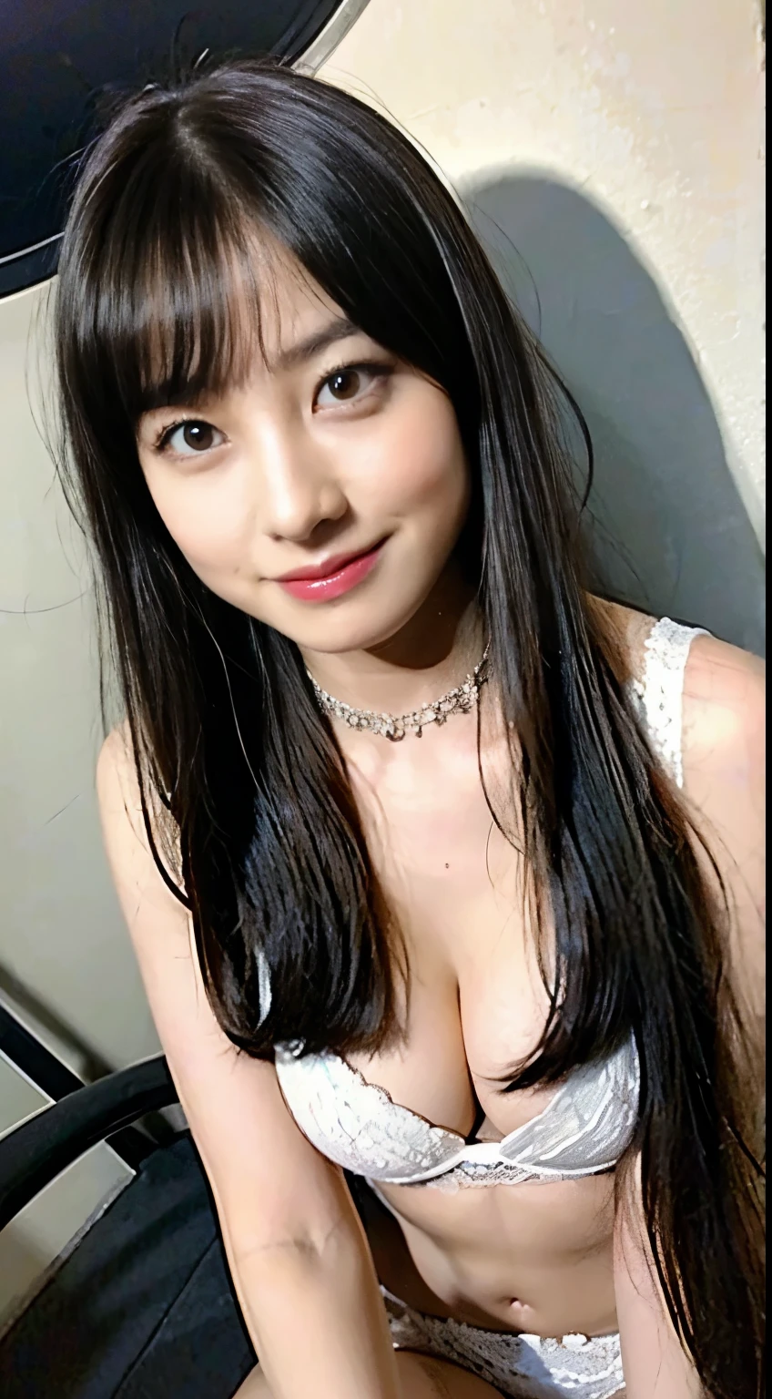 (highest quality),8k,(masterpiece:1.3),(1 girl:1.3),Beautiful woman with perfect figure:1.4, (Layered Hairstyles, Big Breasts:1.33), ((Displaying the viewer)), (Big smile:1.1),Realistic,High resolution,Highly detailed face and skin texture, Realistic faces, Original photo, ((Beautiful Face:1.5)) ,Cute Korean Girl, K-Pop Idols,Perfect Body Proportions,Whitening the skin, Shiny skin, ((Tight waist:1.4)), (Small Ass), (Very slim muscular body:1.2), ((Highly detailed face)),Attention to detail,double eyelid,Eyeshadow Enhancement,Attention to detail,Professional Lighting,Cinema Lighting, (Sharpen the focus), (((Sexy Style))), ((White lace bra showing nipples)),((White lace thong revealing camel toe and pubic hair)), ((Vibrant,Active,Liveliness)), ((Exposing your thighs)), (erotic:1.6), on the road