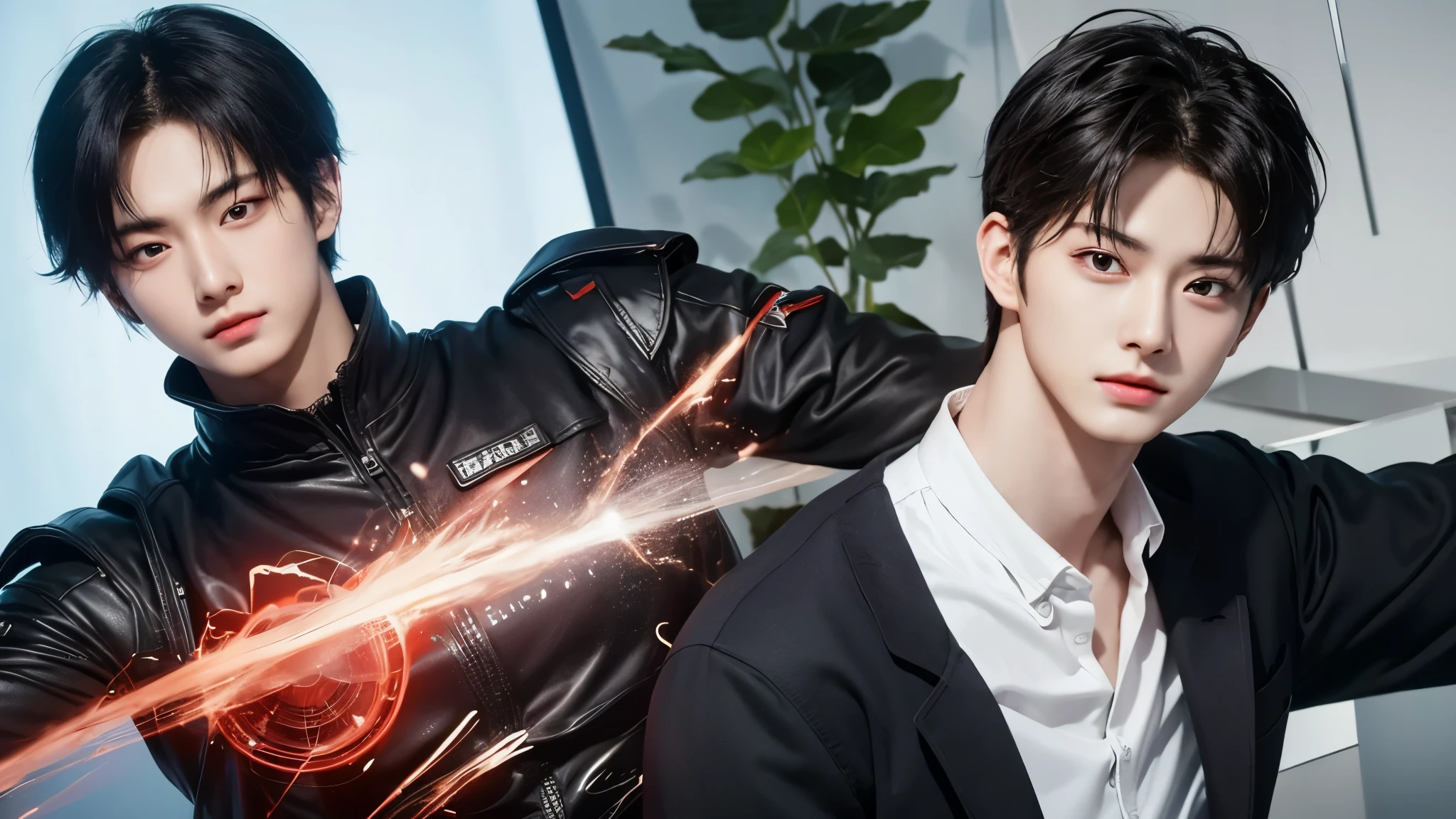 "Enjoy a visual feast as you witness the astonishing transformation of handsome 20-year-old Saitama, a being of unparalleled strength and captivating aura. With brilliant short-cut black hair and red eyes penetrating, this energetic person will surprise you."