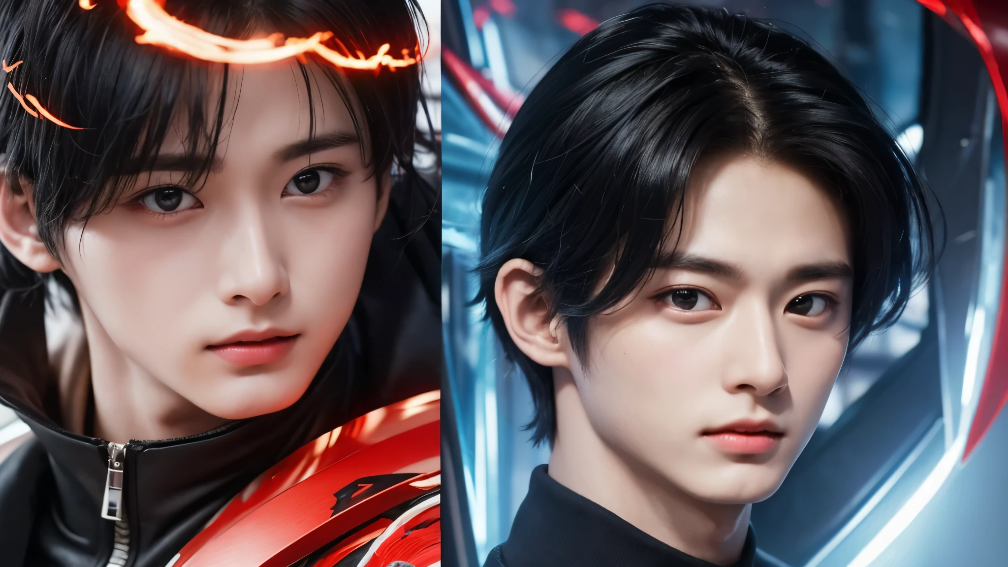 "Enjoy a visual feast as you witness the astonishing transformation of handsome 20-year-old Saitama, a being of unparalleled strength and captivating aura. With brilliant short-cut black hair and red eyes penetrating, this energetic person will surprise you."