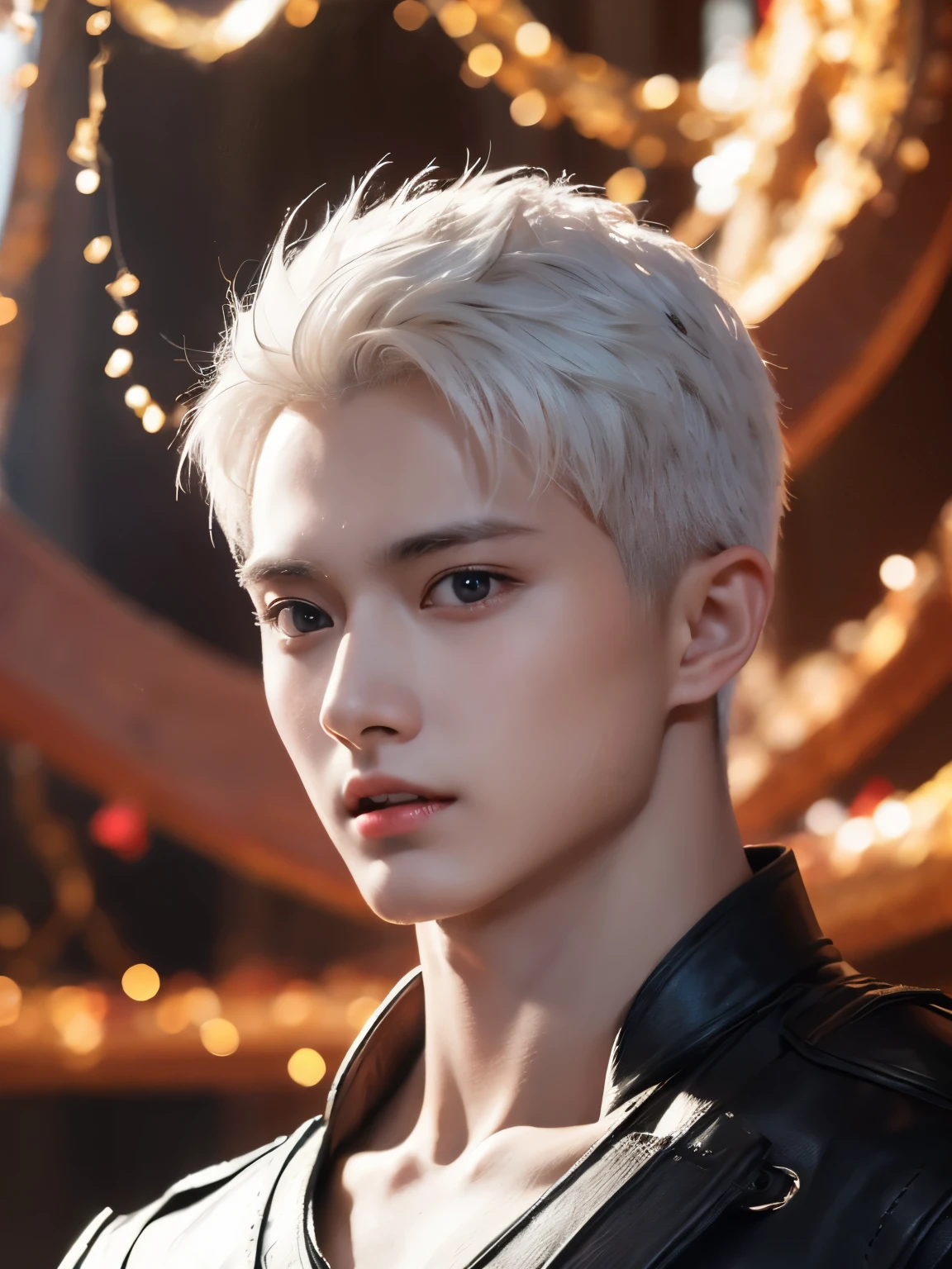 "Enjoy a visual feast as you witness the astonishing transformation of handsome 20-year-old Saitama, a being of unparalleled strength and captivating aura. With brilliant short-cut black hair and red eyes penetrating, this energetic person will surprise you."