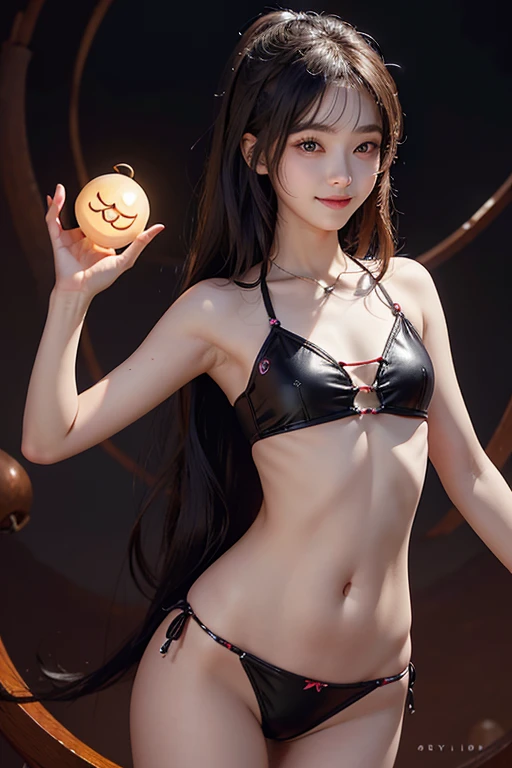 、woman、whole body、Evil Smiley Face, Red eyes, Iris, Small breasts、、Belon