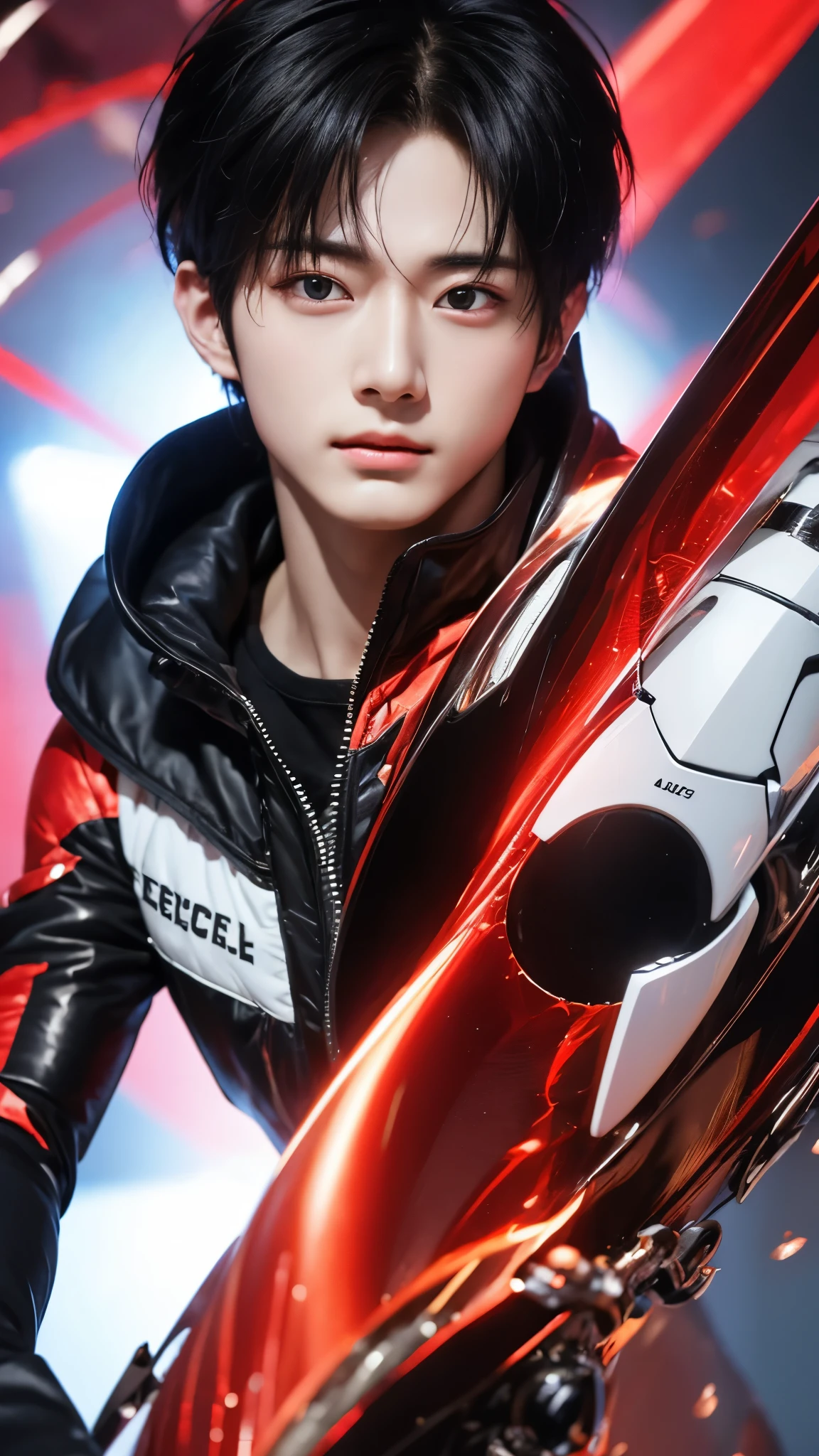 "Enjoy a visual feast as you witness the astonishing transformation of handsome 20-year-old Saitama, a being of unparalleled strength and captivating aura. With brilliant short-cut black hair and red eyes penetrating, this energetic person will surprise you."