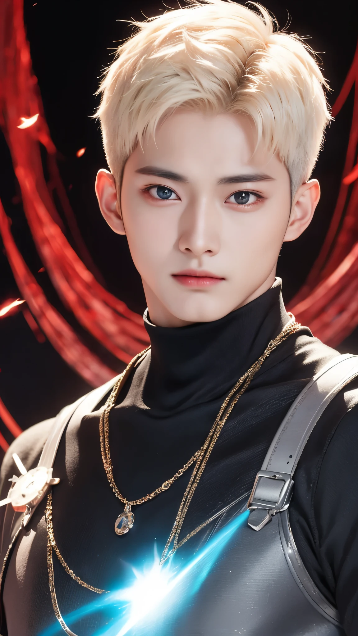 "Enjoy a visual feast as you witness the astonishing transformation of handsome 20-year-old Saitama, a being of unparalleled strength and captivating aura. With brilliant short-cut black hair and red eyes penetrating, this energetic person will surprise you."