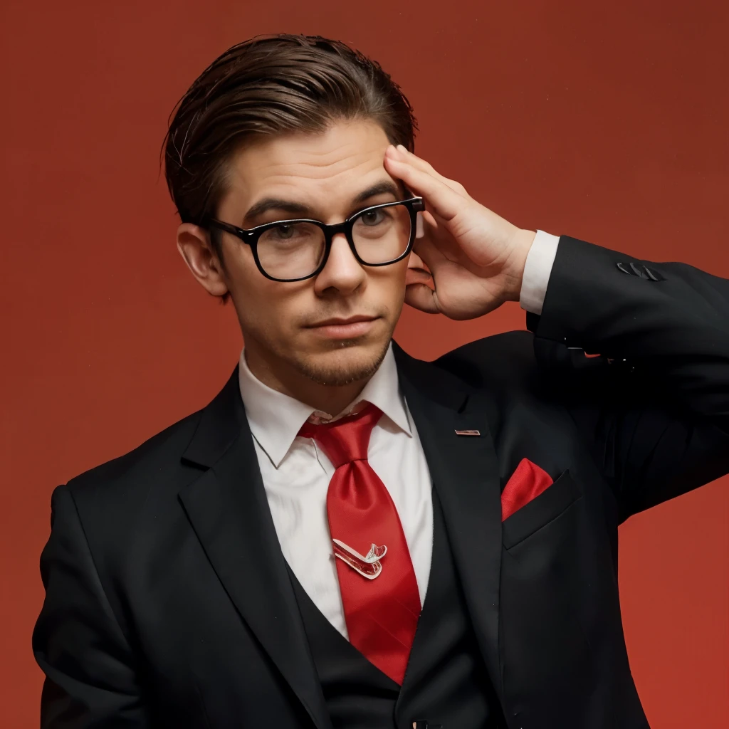 We were born poor we die rich with that word create him donal duck with a bale of bills with glasses on a red background