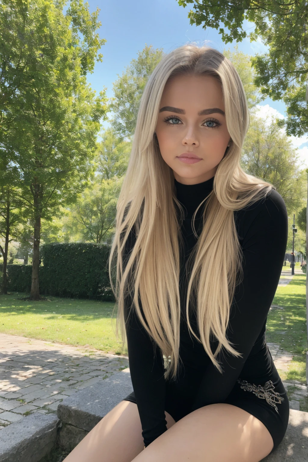 Meisterwerk, best quality, 18 year old Russian girl, jung, Hands in Esposas (FrauEhefrauBlonde , wellig, Mittellanges Haar ohne Styling, Armband am linken Handgelenk, Halskette um den Hals, His skin was covered with goose bumps., pretty face, thin body, wohlgeformte Beine, tears en los ojos, Verteilen Sie Mascara um Ihre Augen. ,Stunned, frightened look , The body turns red , tears, Hysterismus, Furcht, Bitten um Gnade, wolliges Fell,sunny weather,sitting,blonde,(standing in a park), hot pants,black top