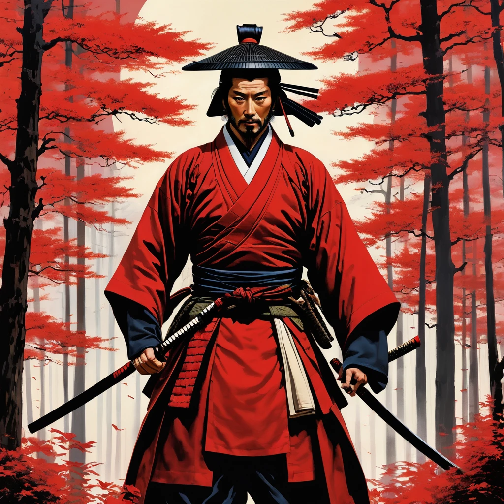 samouraï arafed dans une forêt rouge avec un ciel rouge, samurai portrait, dressed in'une armure de samouraï, guerrier samouraï, Cyborg Samurai, demon samurai, moon bull samurai, very beautiful cyberpunk samurai, demon samurai warrior, Photo portrait de samouraï, portrait of a cyberpunk samurai, Style samouraï, cyberpunk samurai, samouraï taureau noir, epic samurai warrior, Japanese samurai