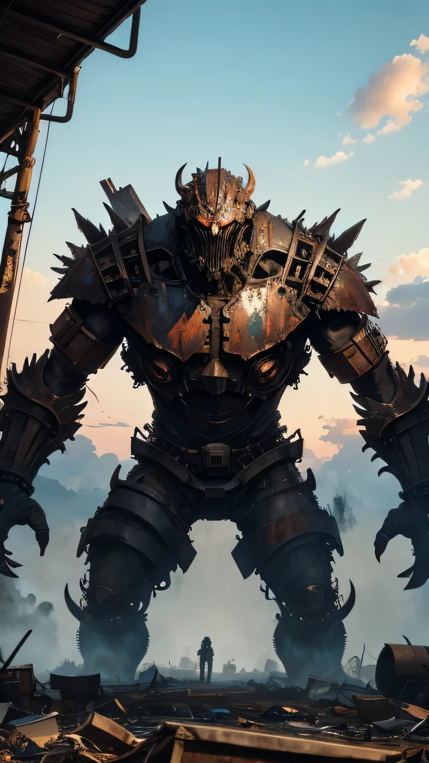 A monster made of scrap in junkyard