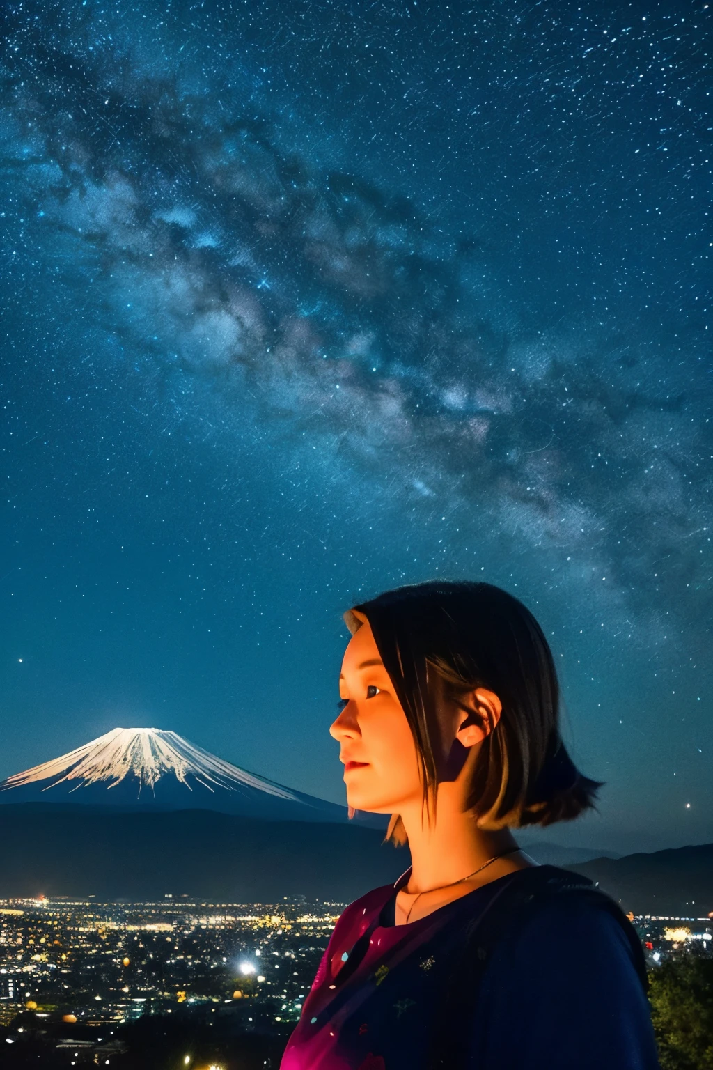 Starry sky at night、With Mt. Fuji in the background、-yeld giCute