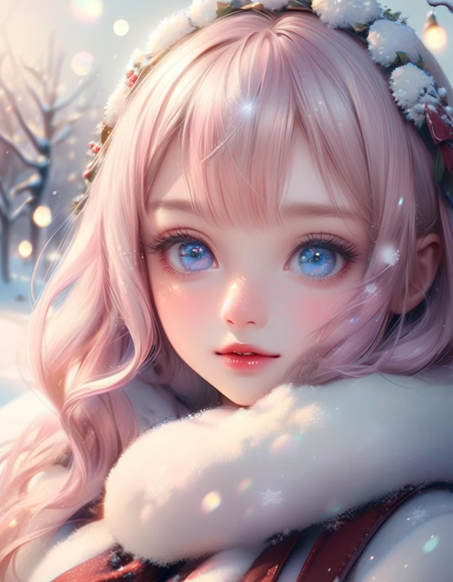 (best quality,16k,highres,masterpiece:1.2,ultra-realistic:1.37),beautiful detailed eyes,beautiful detailed lips,extremely detailed eyes and face,long eyelashes,(a cute girl, standing in a snowy garden,playful and happy,beautifully illustrated,pastel colors,whimsical,artistic,light and bright,soft lighting,fluffy fur, snowy wonderland)