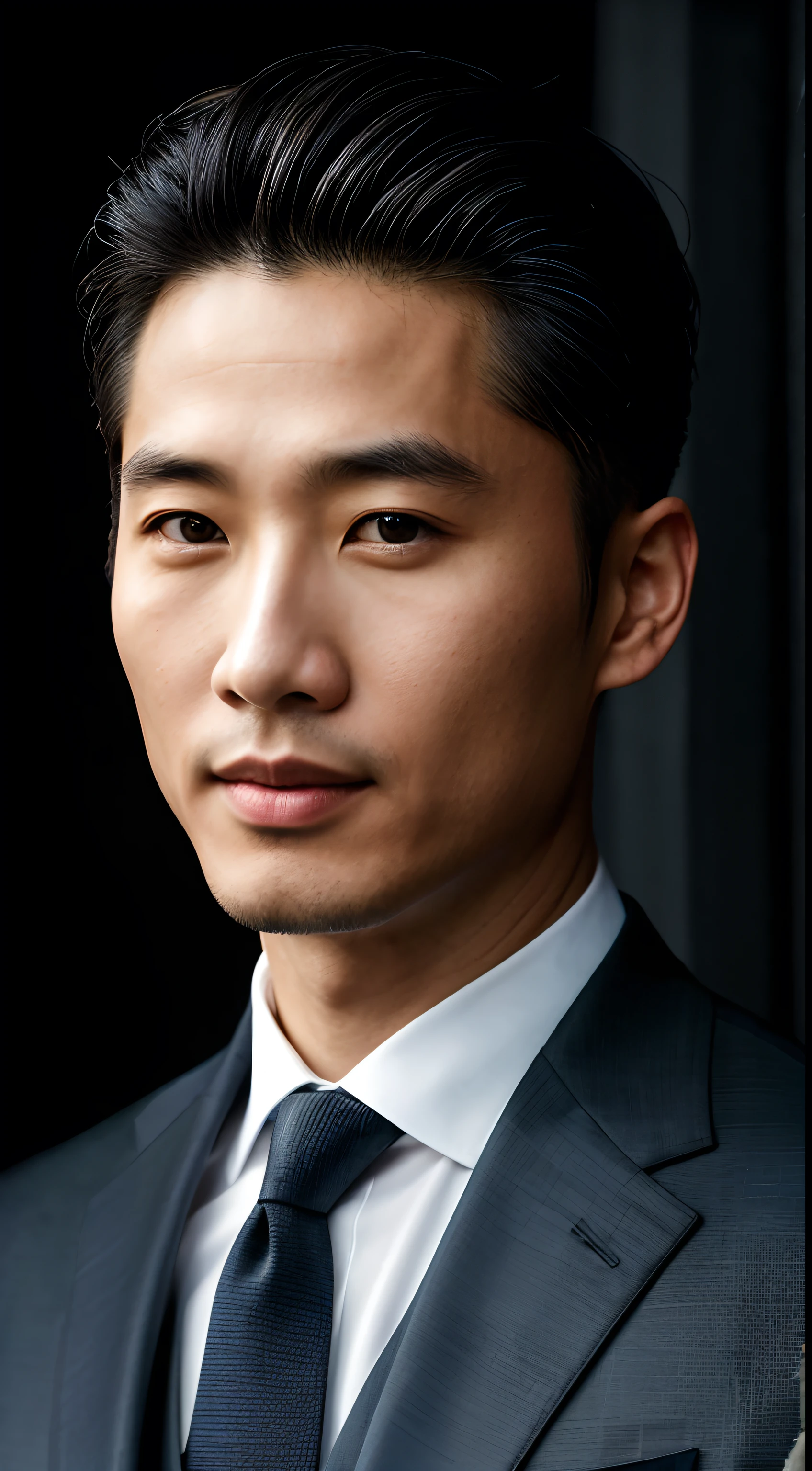 sophisticated suit,Chinese men, best quality,4K,8k,Close-up of face;A man with very charming hands,30 years old, Cleanse pores, cute, Thrilling, Erotic Realism, Ultra-realistic images, extreme oppression,Soft portrait shots 8 k, Very detailed portrait,, Surreal style, , Hyper-realistic portraits,Fine hair,Elegant suit, Opened his mouth,Dark background。